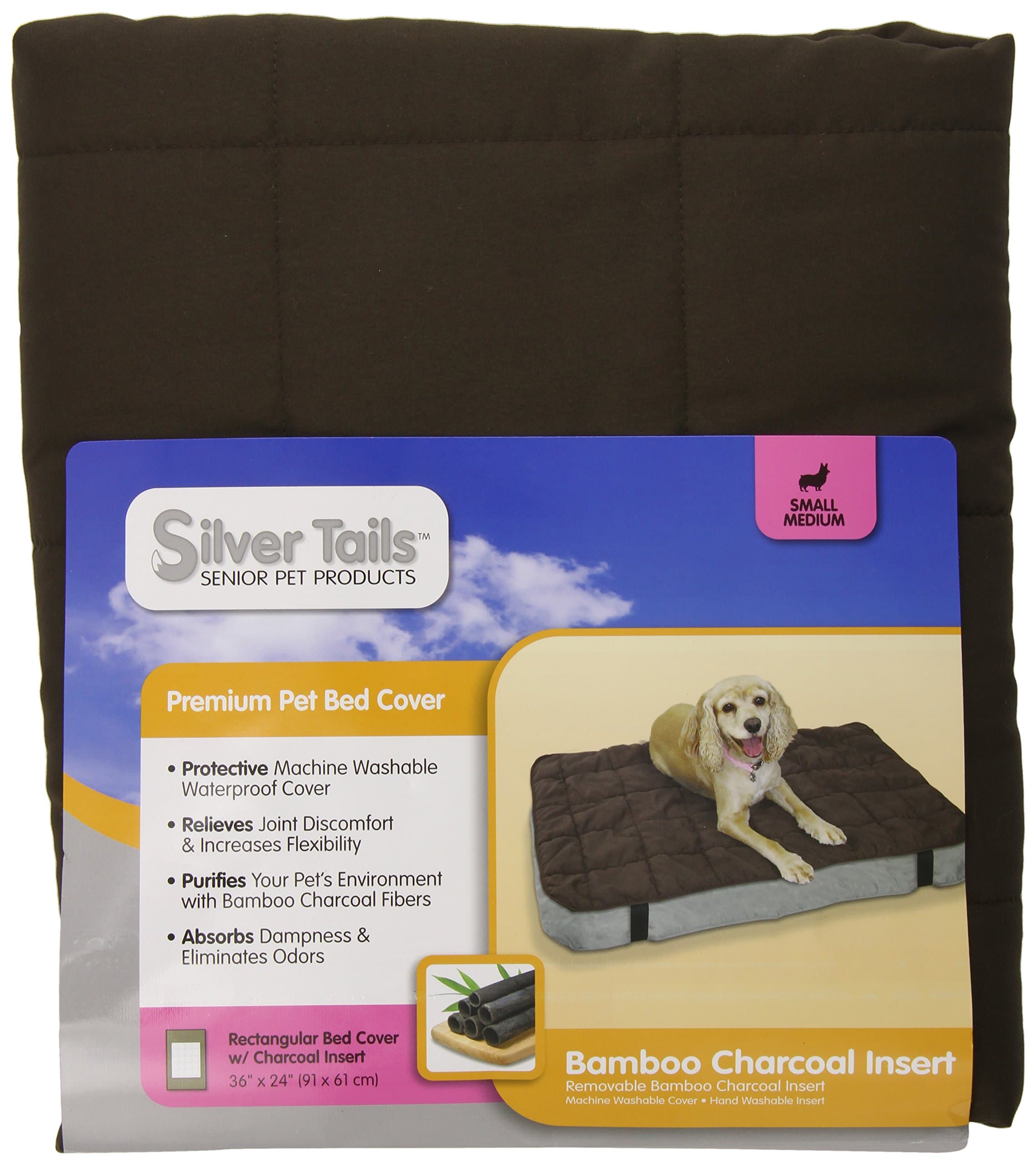 Silver Tails Bamboo Charcoal Rectangular Dog Bed Cover, Small/Medium