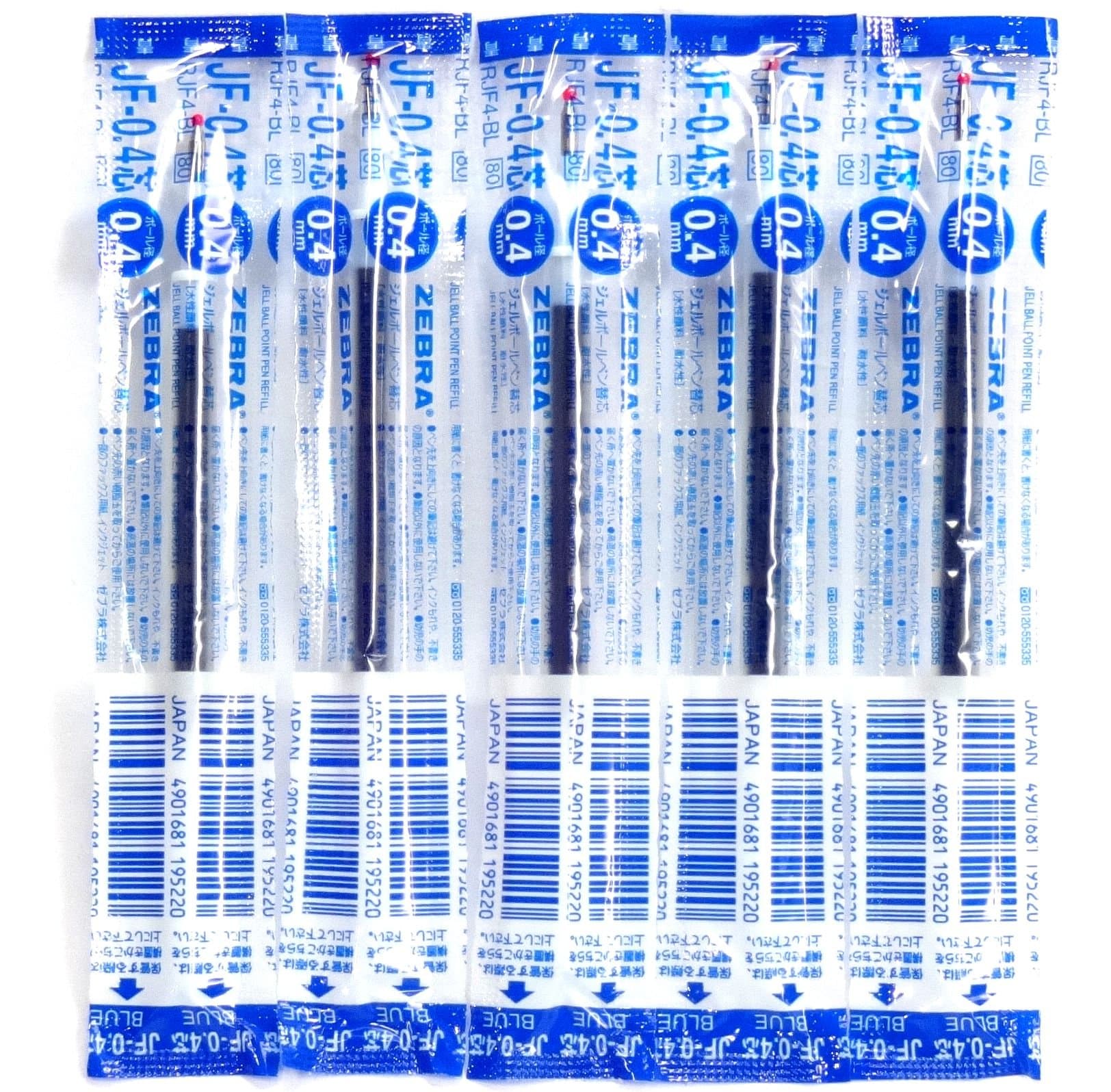 Zebra 0.4mm Blue Ink Refill (JF-0.4), for Zebra Sarasa Clip 0.4 Gel Ballpoint Pen(JJS15-BL), × 5 Pack/total 5 pcs (Japan Import) [Komainu-Dou Original Package]