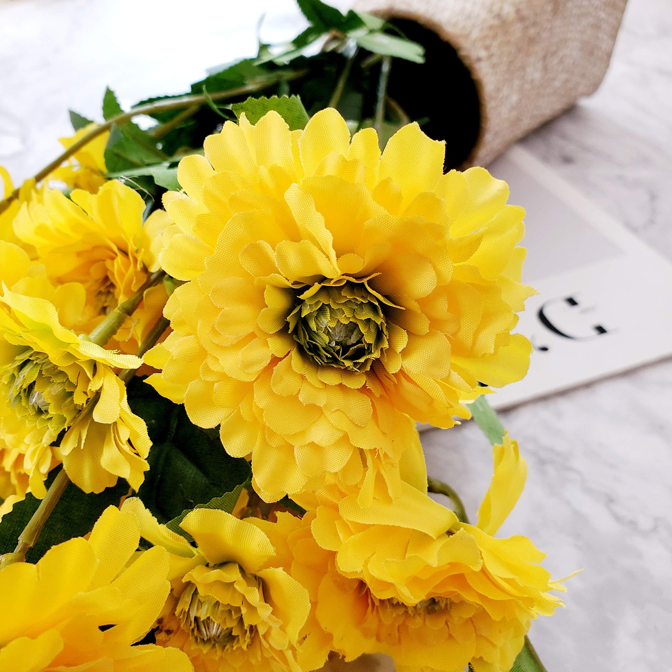 TRvancat Artificial Marigold Flowers 3 Pack (Yellow)