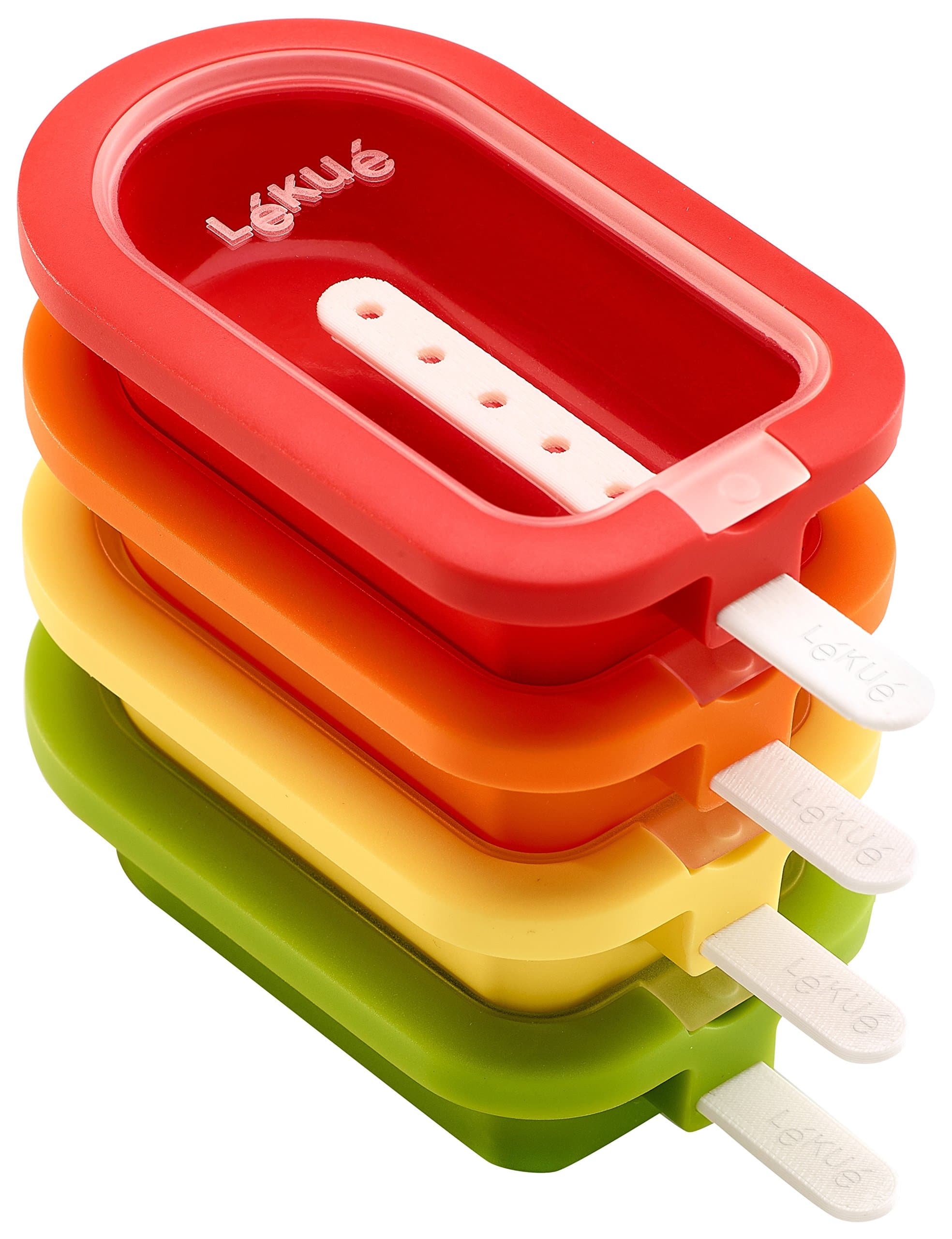 Lékué Popsicle Mould Stackable, Multi-Colour, 10.5 x 6.5 x 2.6 cm, 4 Pieces