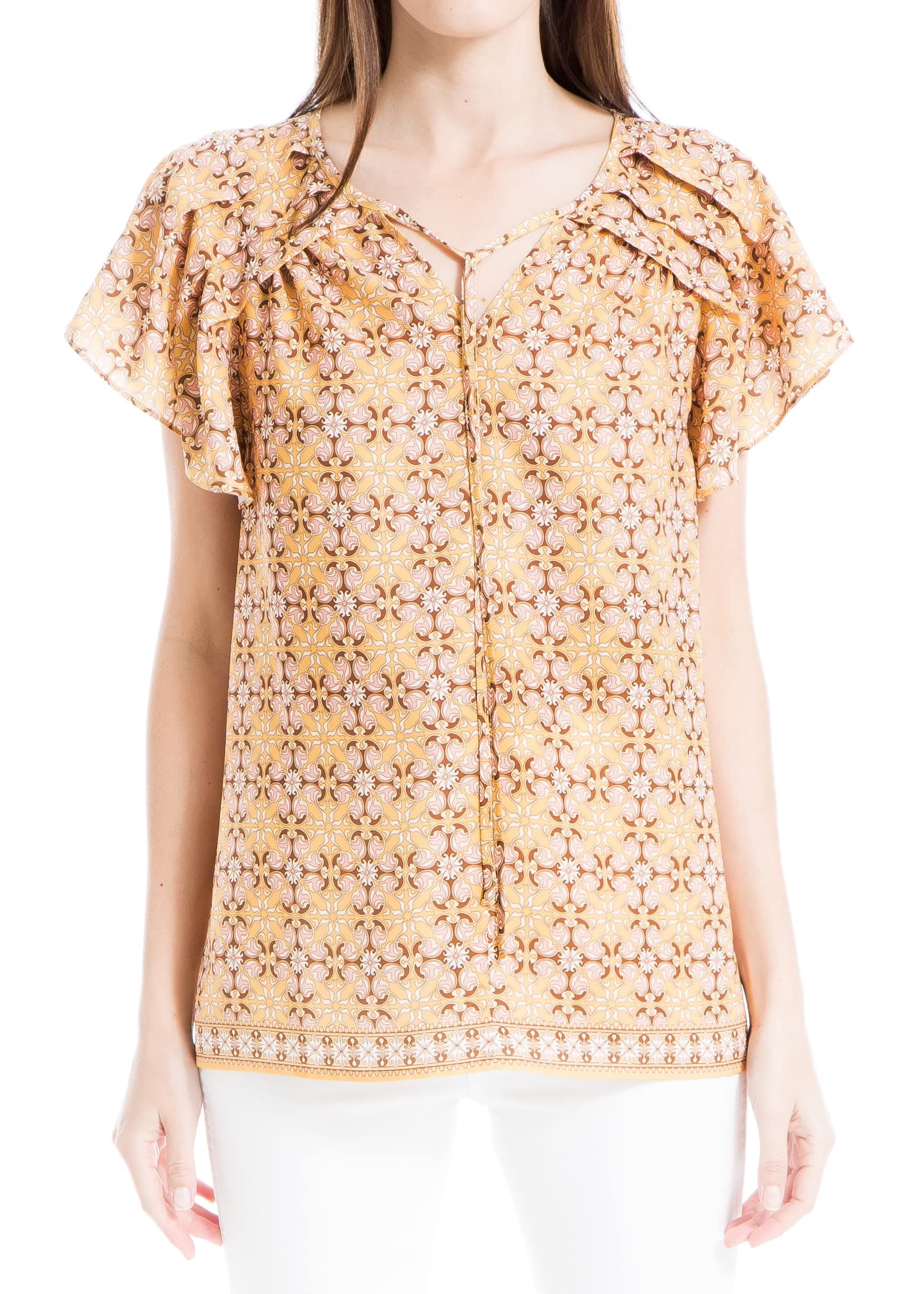 Max StudioWomen's Short Sleeve Crepe Top