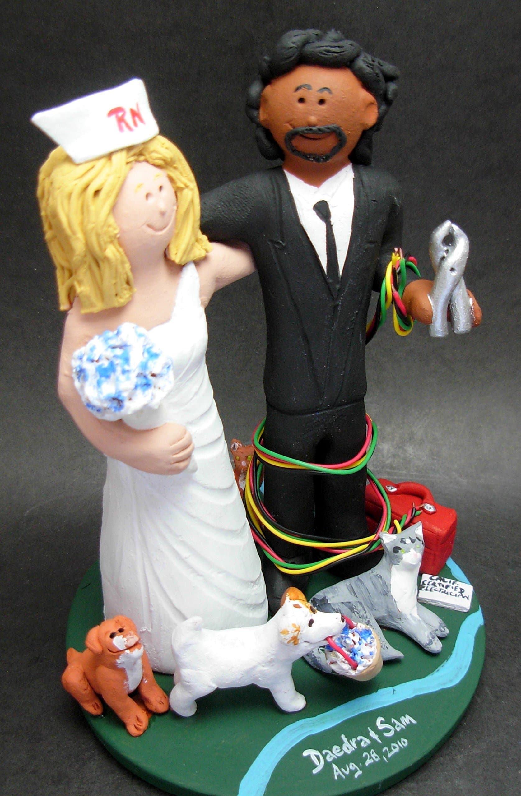 Interracial Wedding Cake Toppers- Made to Order