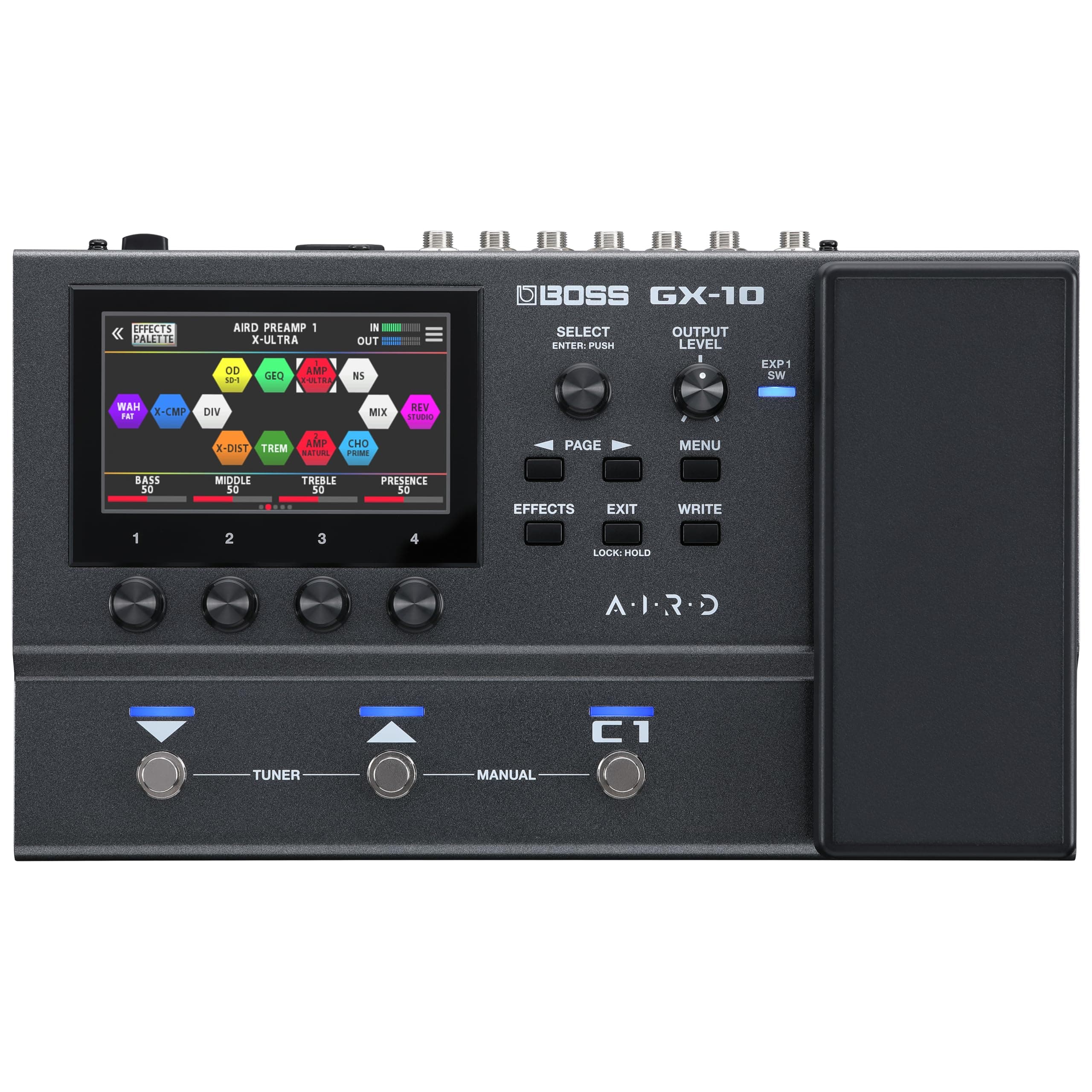 GX-10 | Compact Guitar & Bass Effects Processor | GX-100 Sound Engine | Colour Touch Display | 32 Amp Types & 170 BOSS Effects | Multi-mode Footswitches & Expression Pedal | AIRD Technology
