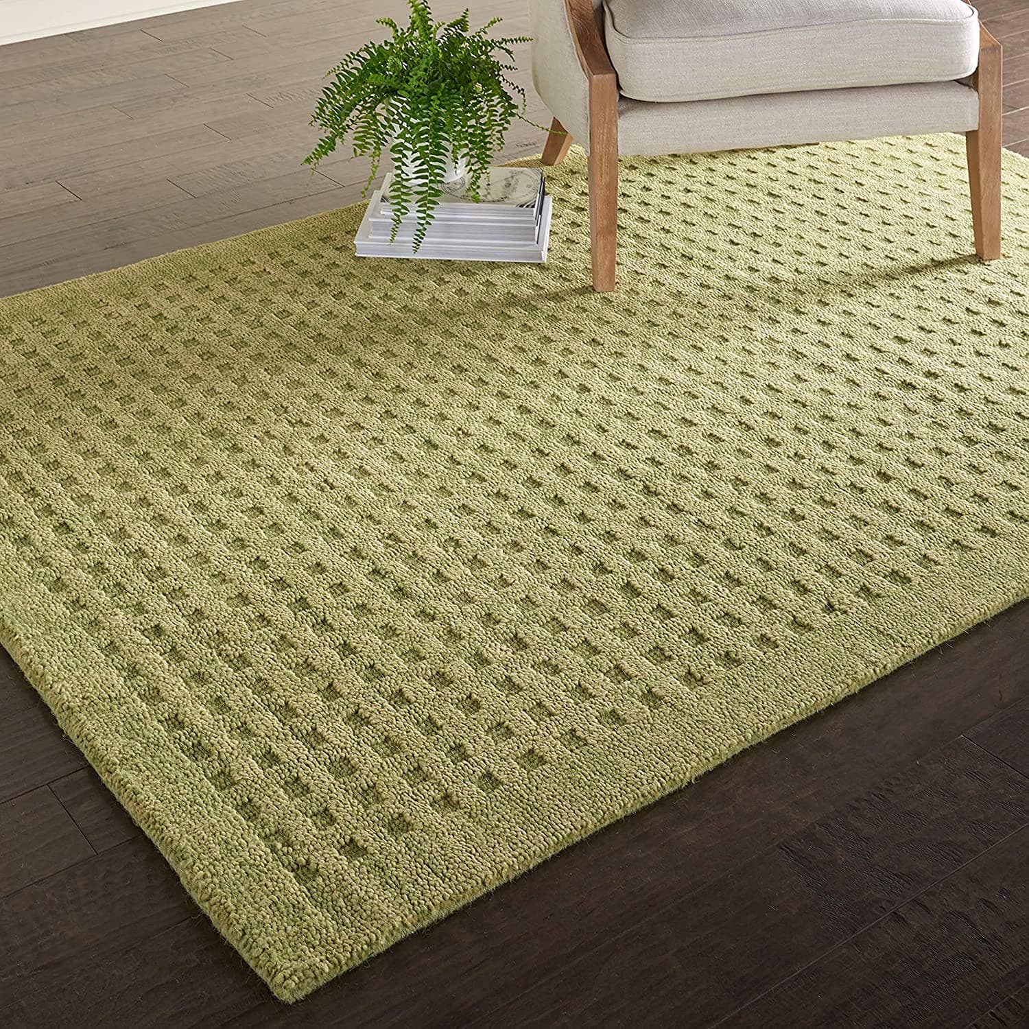 ZARACARPETS Solid Plain Exported Quality Hand Made Carpets and Rug Size 9 Feet by 12 Feet (9x12 feet) Loop Olive