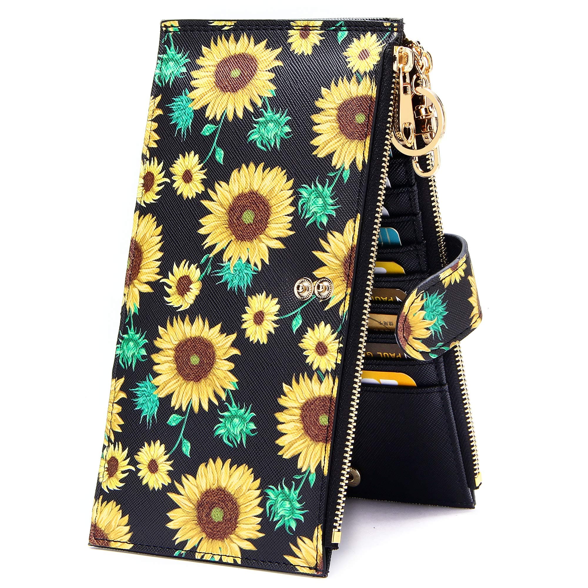 Badiya Womens Wallet RFID Blocking Bifold Multi Card Holder Wallets Large Capacity Cellphone Purse with Zipper Pocket Gift