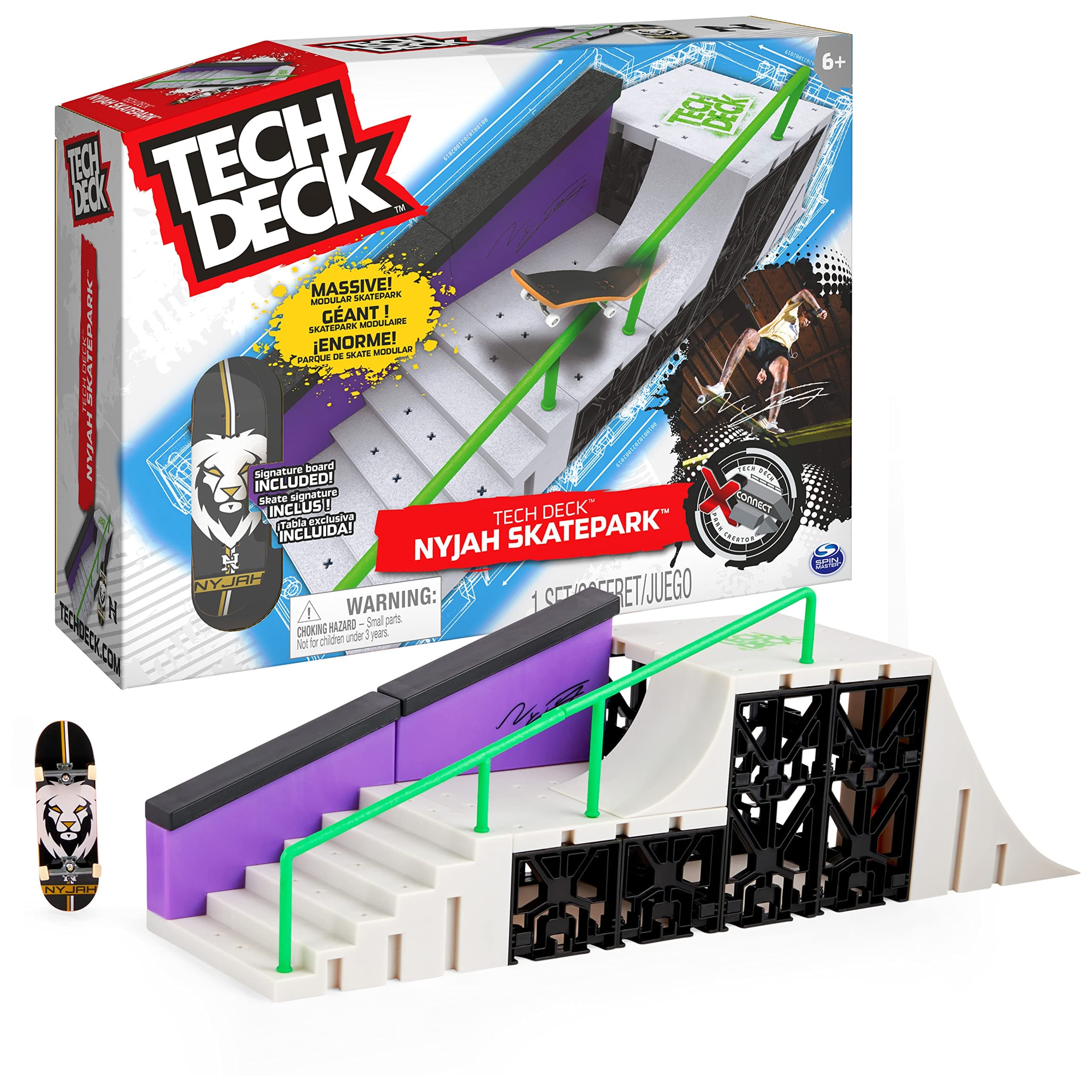 Tech Deck Nyjah Skatepark X-Connect Park Creator, Massive Customizable Skatepark Ramp Set with Exclusive Fingerboard, Kids Toy for Ages 6 and up, 6060504