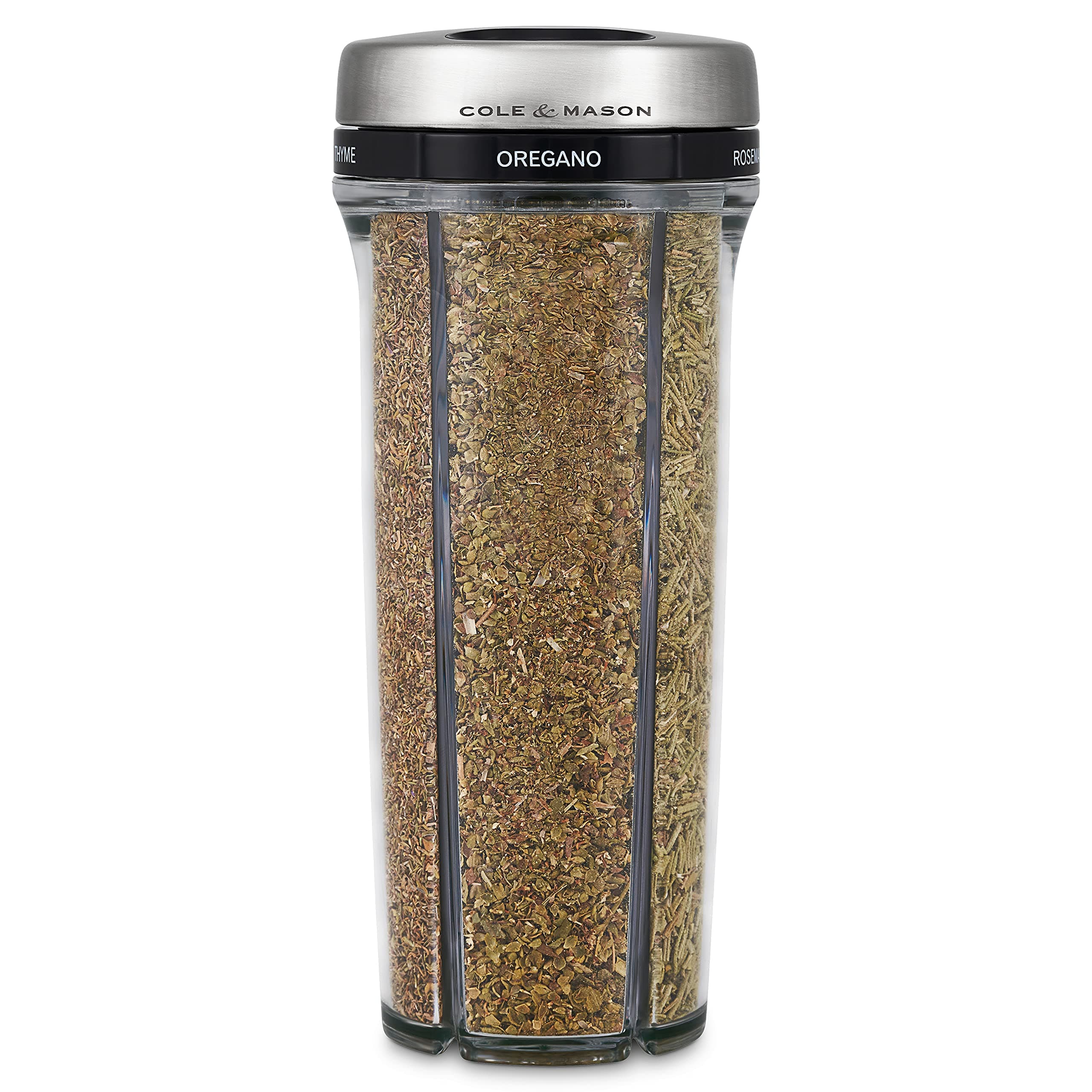 Cole & Mason Saunderton Herb and Spice Storage Jar and Shaker with Herbs Included, Adjustable Multi-Use Seasoning Dispenser with Precision Pour Control