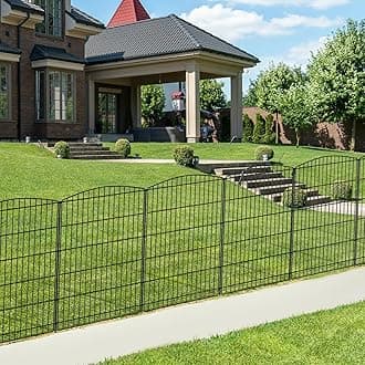 INJOPEXI Decorative Garden Fence 6 Panels 13ft (L)×36in (H) Animal Barrier Fences with 6 Panels Rustproof Metal Wire No Dig Rabbit Fencing Dog Fence for Outdoor Backyard Patio - without Fence Gate