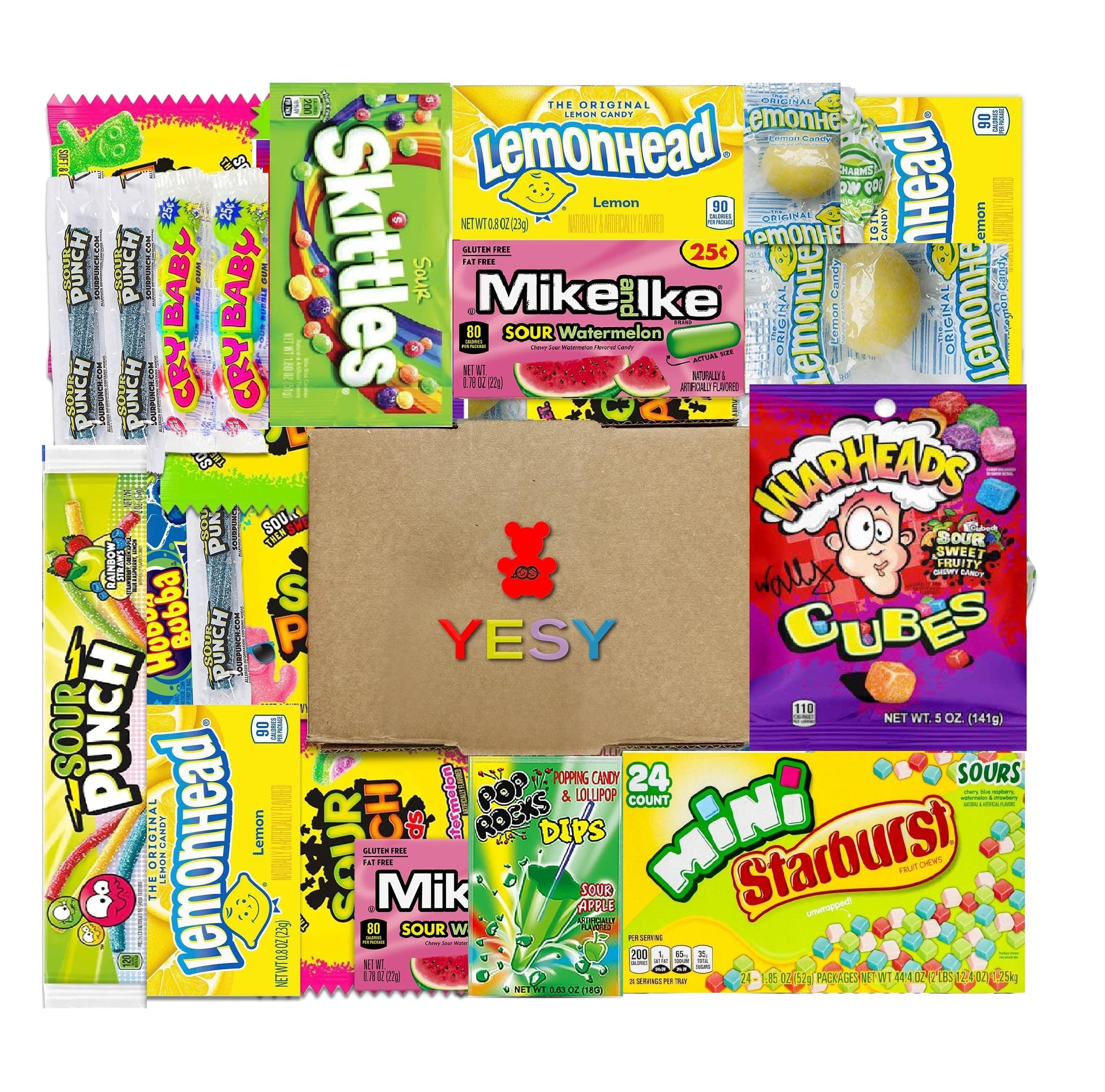 Sour Candy Box -Bulk Sour Candy Variety Pack - Individually Wrapped Super Sour Favorites - Sour Candy Mix with Sour Skittles, WarHeads, Sour Patch Kids, Lemonhead and More - 30 Count for Kids and Adults