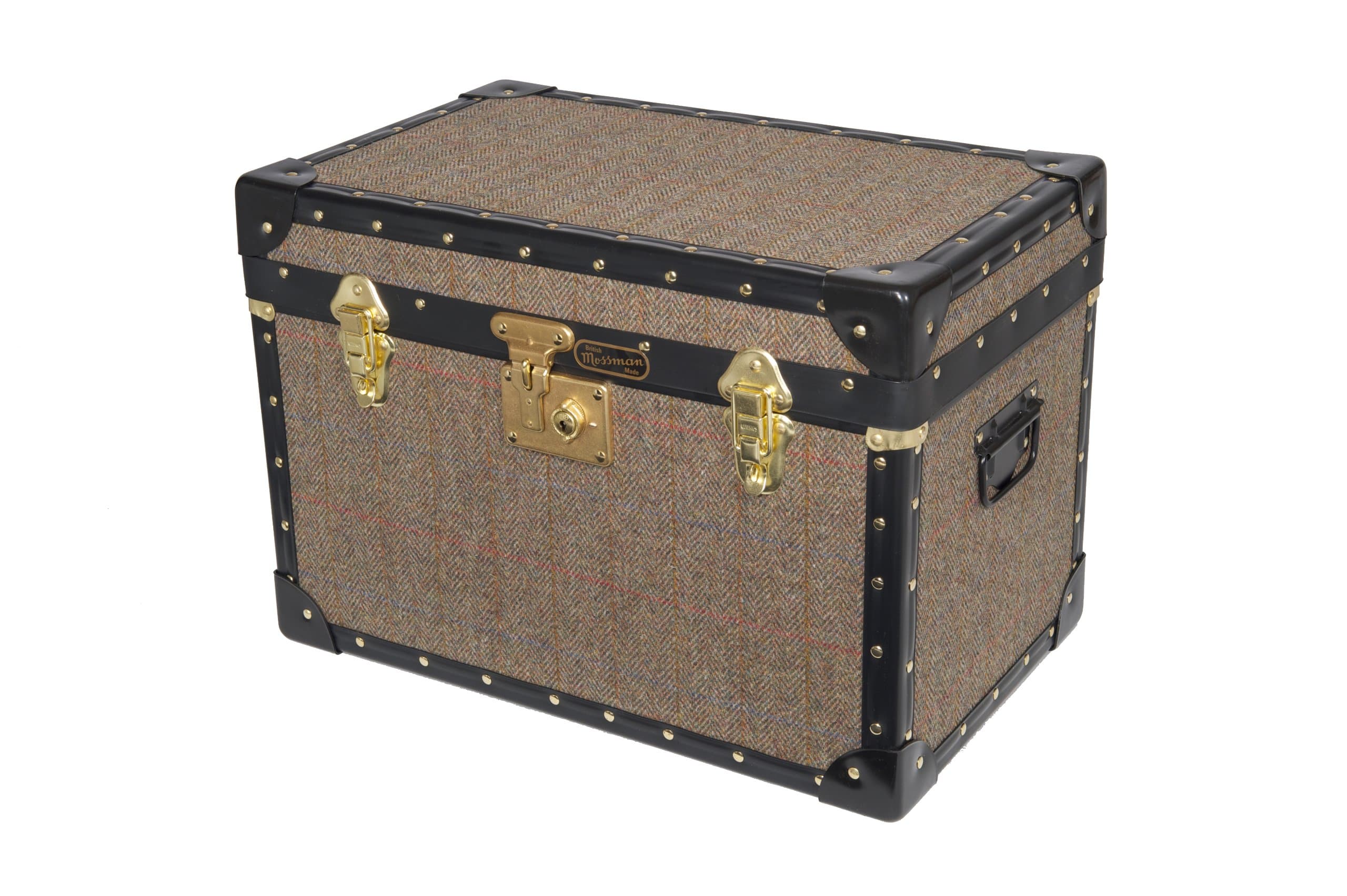 Mossman ORIGINAL British Made Exclusive HARRIS TWEED Range Storage Boxes Cases Trunks Chest Various sizes (Stool Box flip lock)