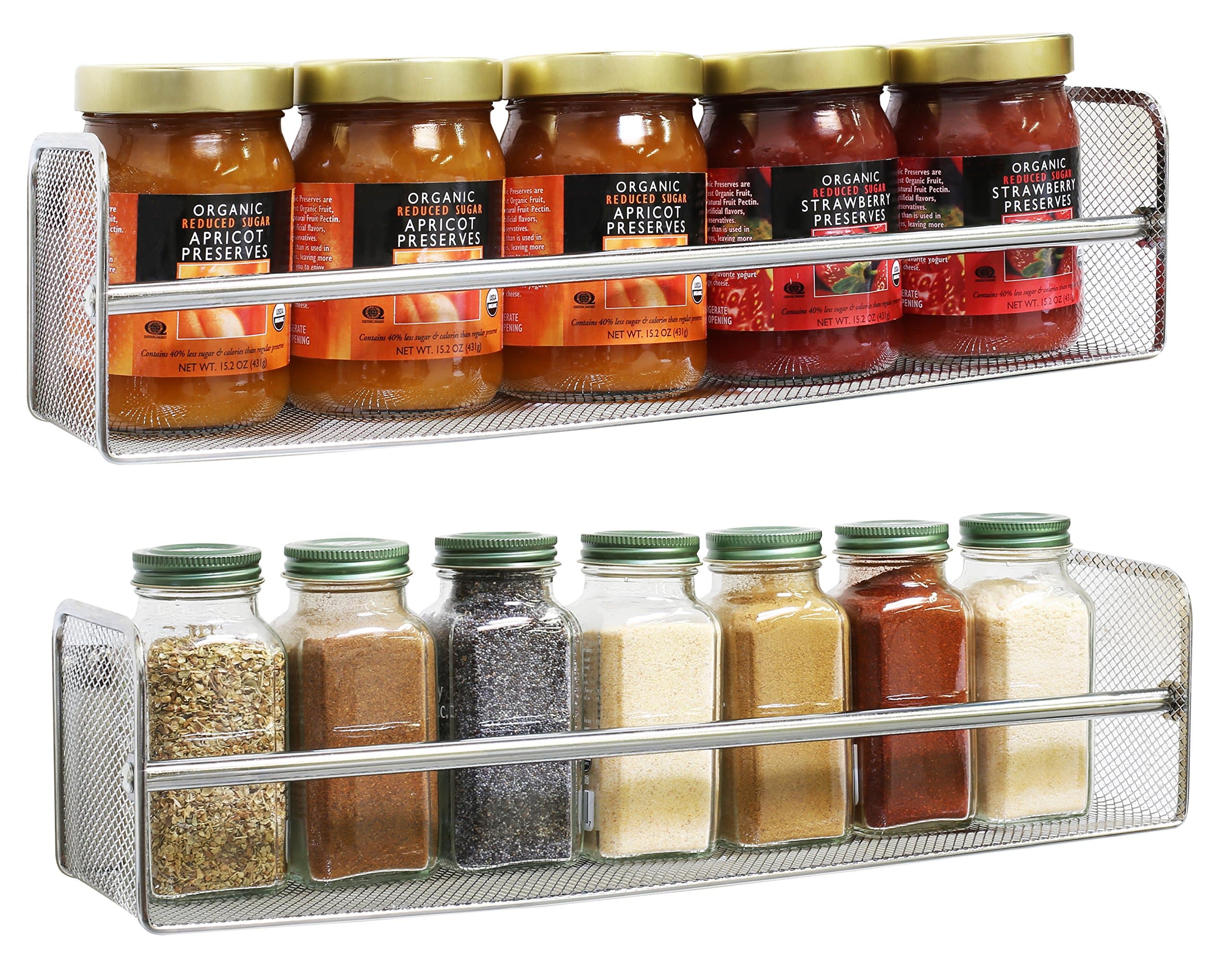 2 Pack Wall Mount Single Tier Mesh Spice Rack