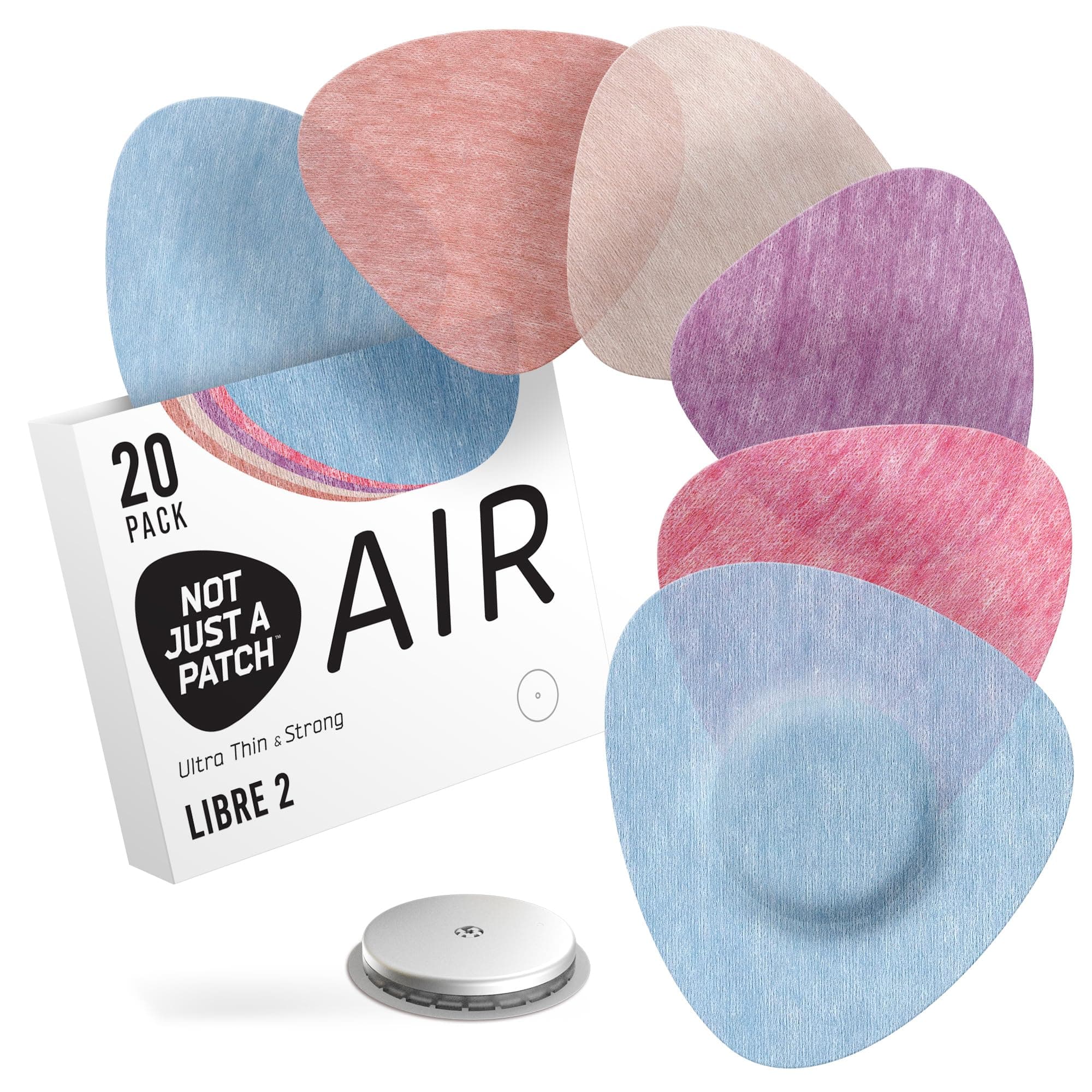 Not Just A Patch Freestyle Libre 2 Covers (20 Pack) - Thin, Strong and Light, Ultra-Long 14 Day Adhesion - Durable Lingo CGM & Libre 2 Sensor & Protector Patches - Air Libre 2 Multicolor