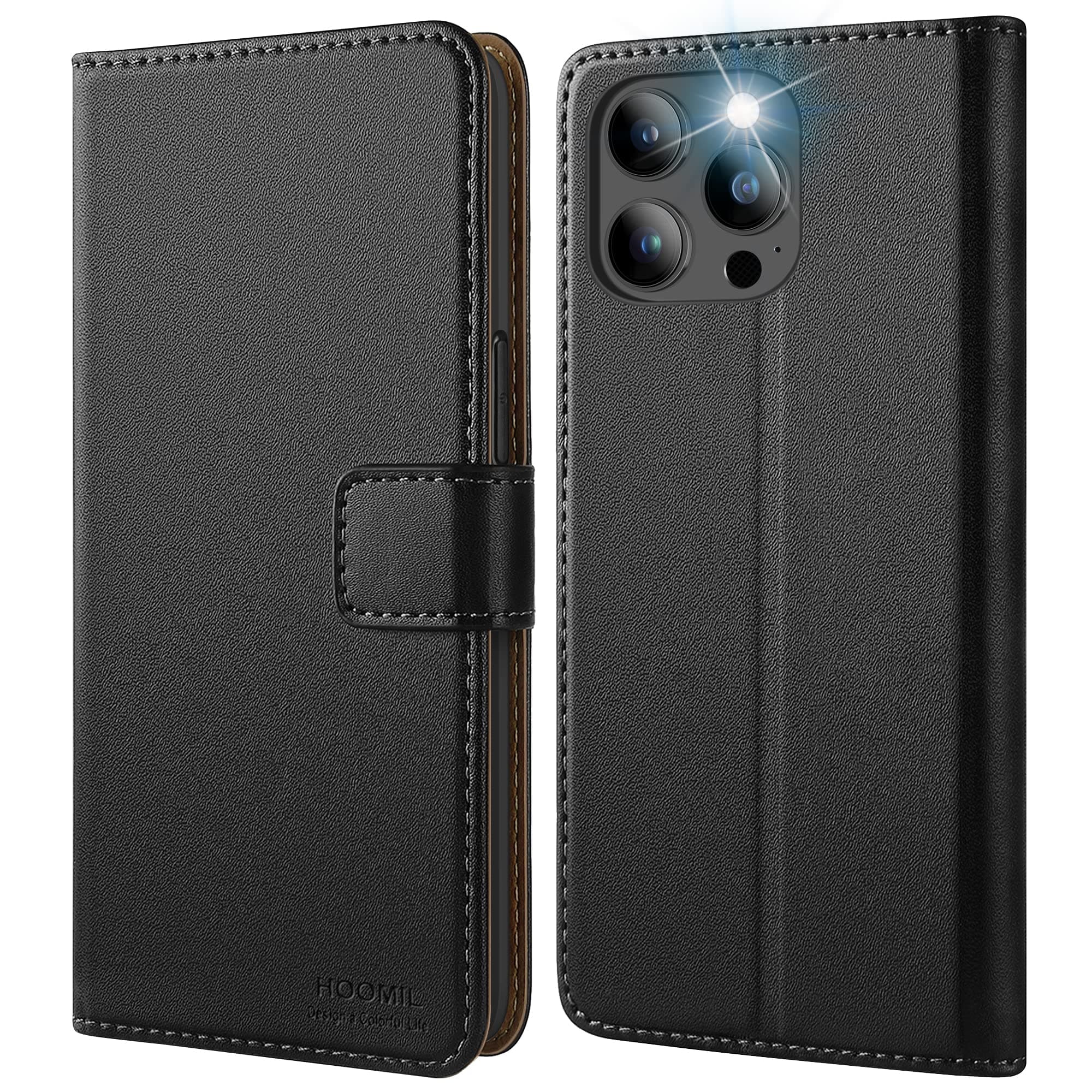 HOOMIL MagFlip Series Designed for iPhone 13 Pro Case Wallet Flip Cover Leather Case with Card Holder - Black