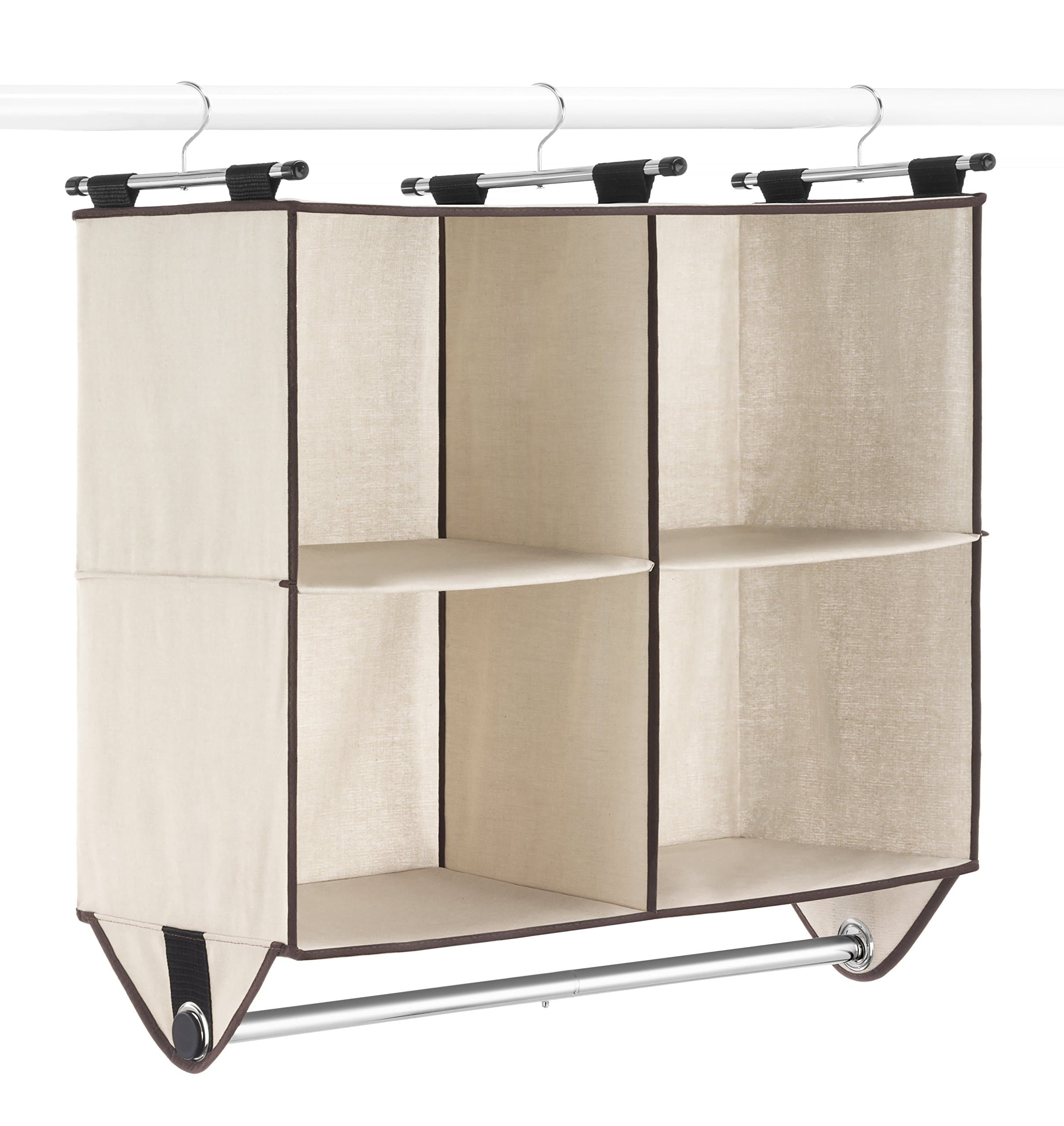 Whitmor4-Section Closet W/Rod Organizer, Canvas