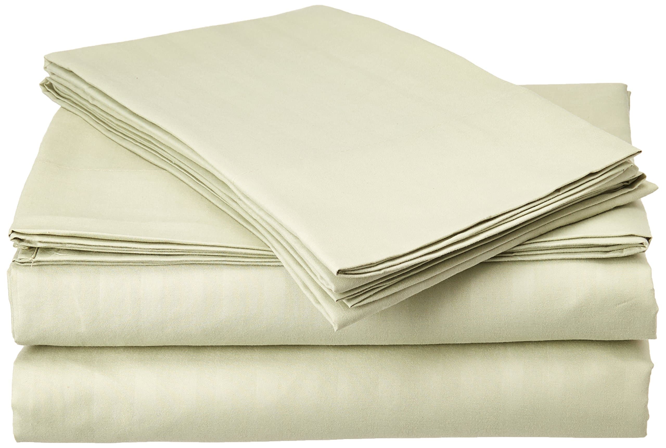 Comfort Linen 300 Thread Count Cotton Dobby Stripe Sheet Set- Assorted Colors/sizes, King - Sage