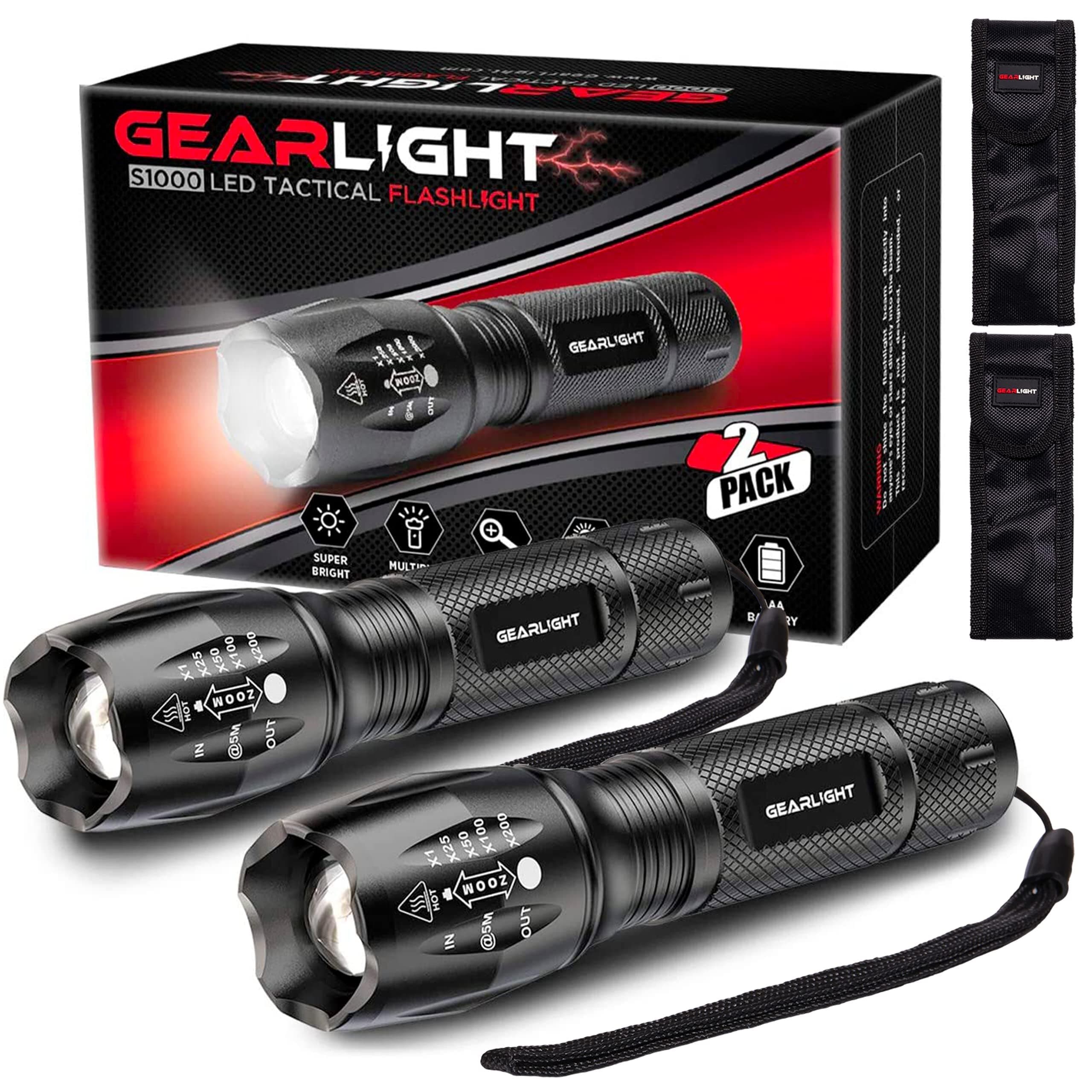 LED Flashlight High Lumens, Mini Tactical LED Flashlight 2 Pack, 5 Modes Zoomable Beam, Battery Powered (Batteries Not Included) for Camping, Hunting, Home & Emergency, Compact Small LED Flashlight