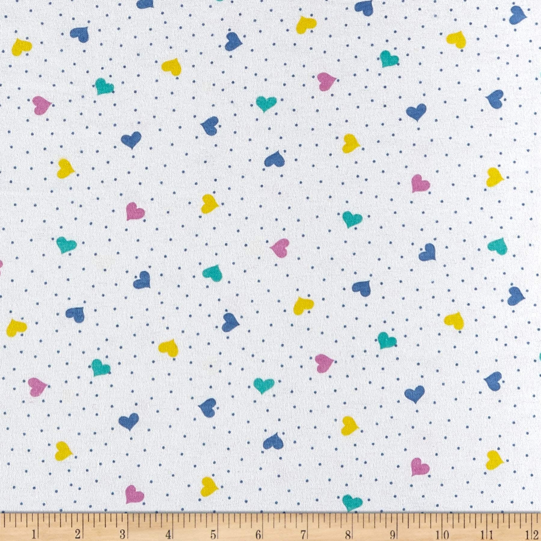 A.E. Nathan Comfy Flannel Hearts White/Multi Fabric By The Yard