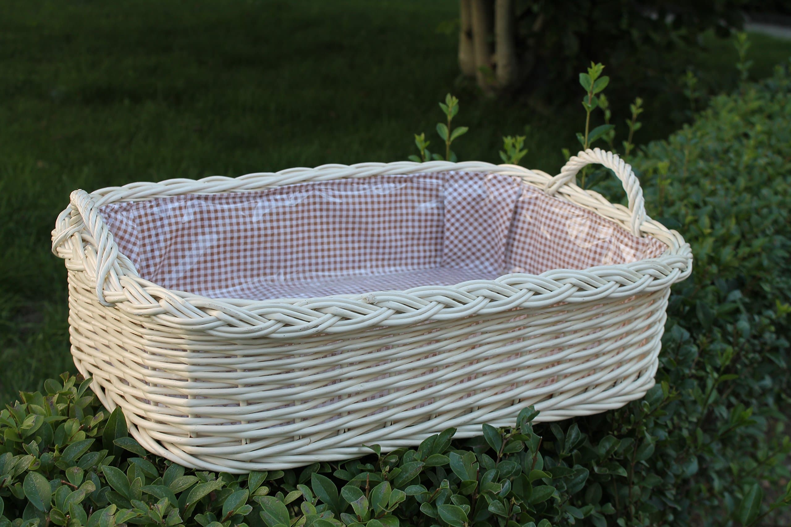 'Bright Willow Tray with 2 Handles Lining Brown Frein Check"