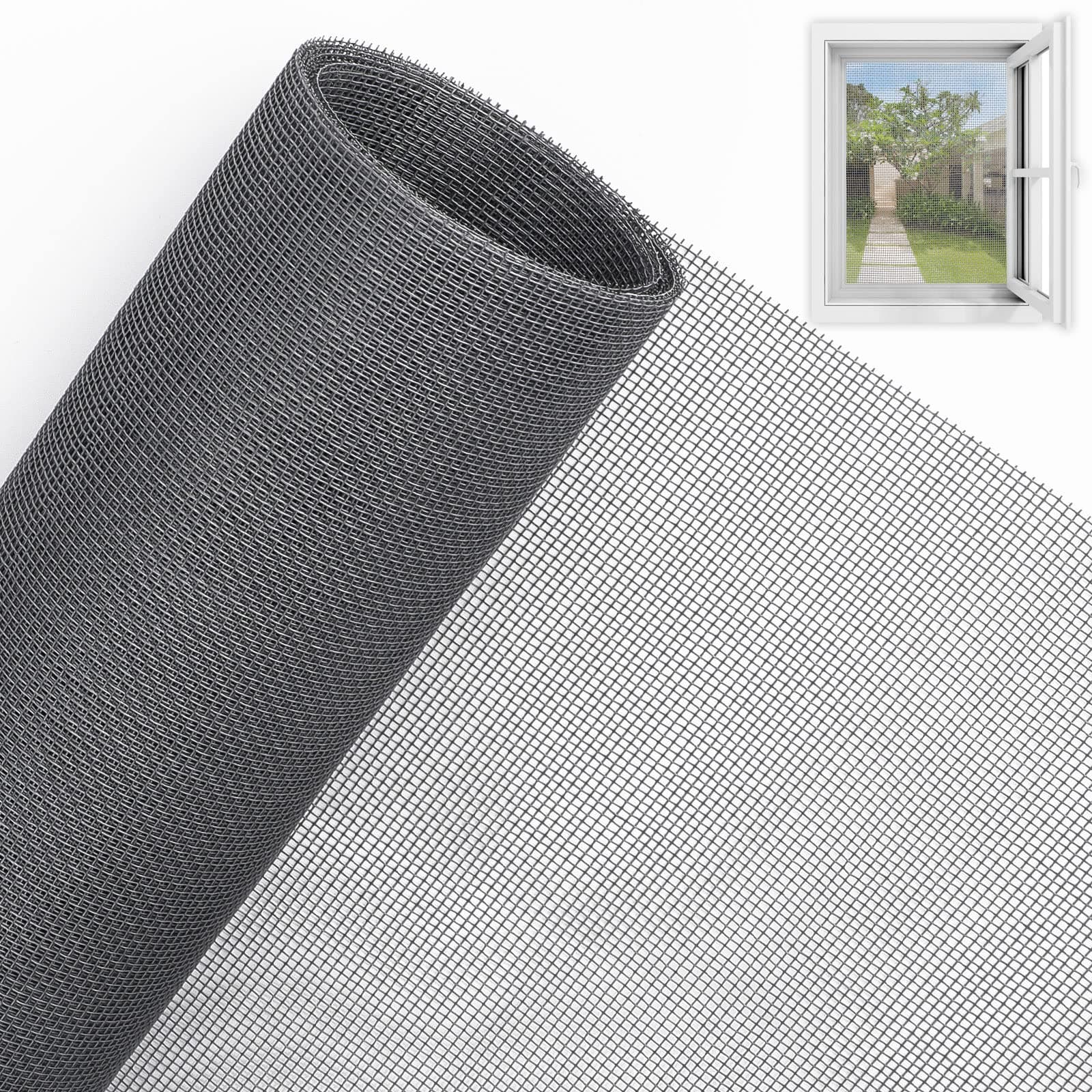 Insect Mesh, 250cm x 120cm Fly Screen Mesh for Covering Windows and Doors, 1.6mm*1.6mm Fine Mesh Size Keep Flies, Mosquitoes, Bugs & Insects Out (Grey)