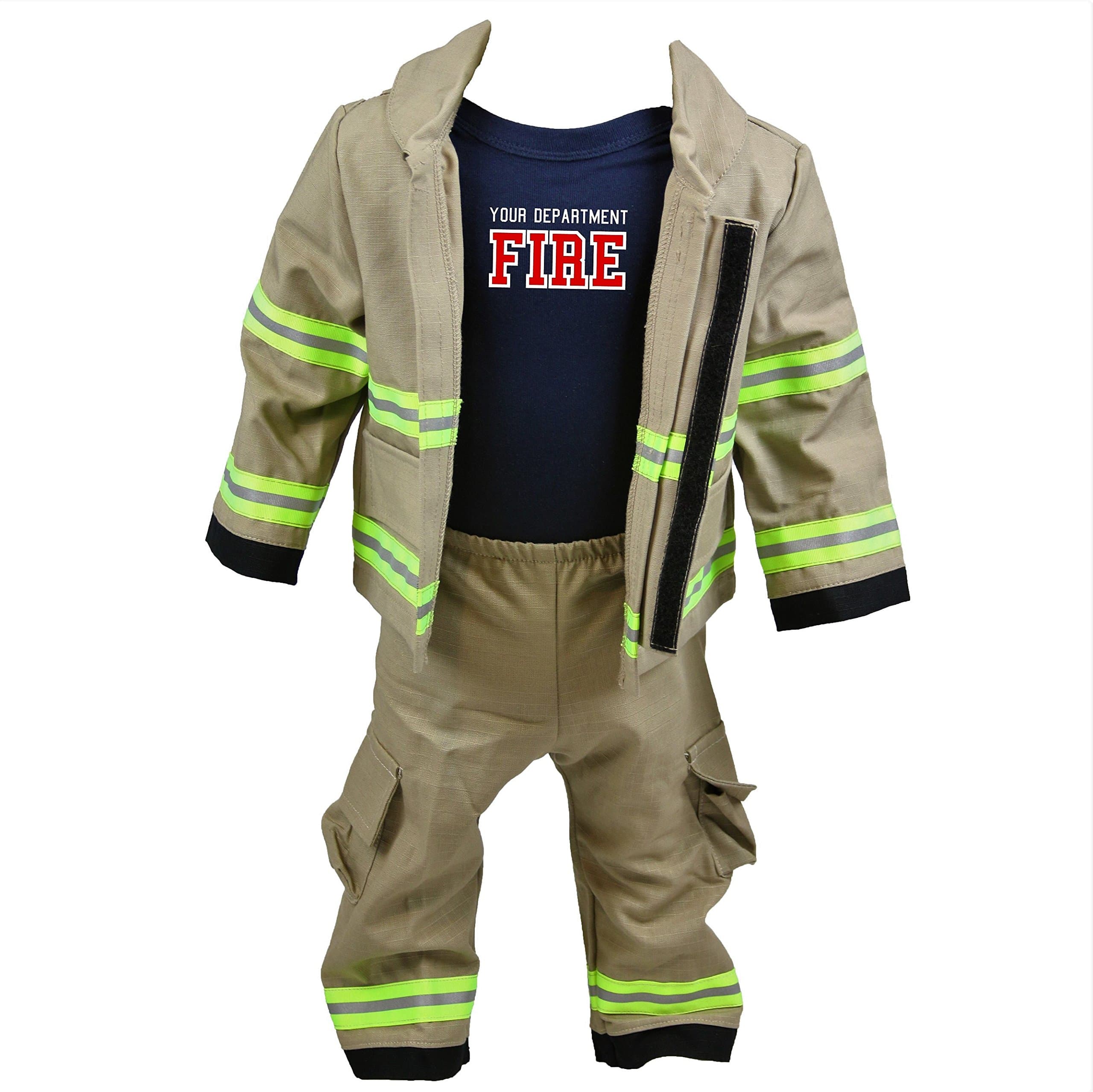 Firefighter Personalized Tan 3-Piece Baby Outfit