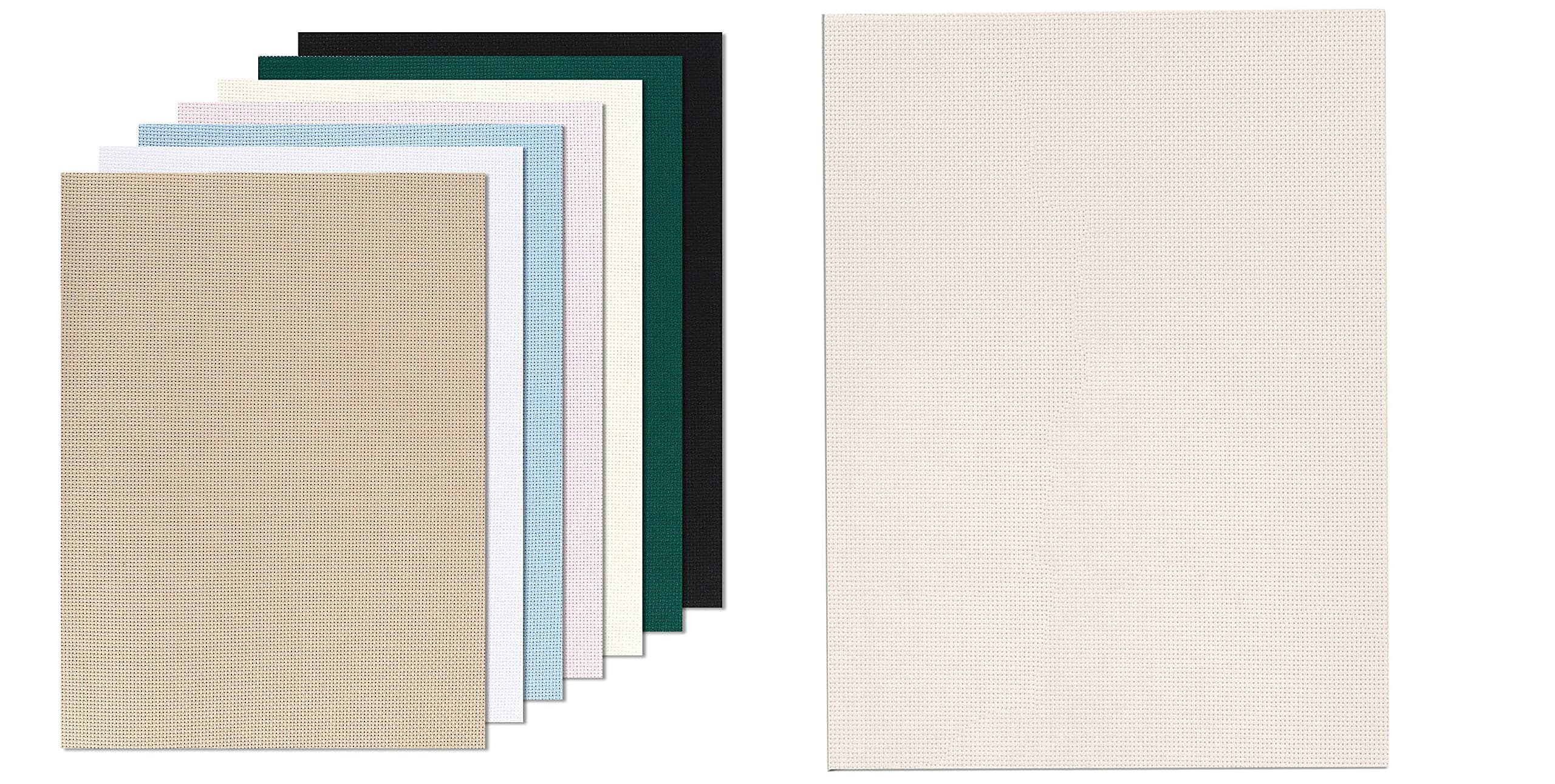 Aida Cloth 14 Count Multi Colored 12×18inch 7Pcs and 1 Big Size 60×39inch Rice