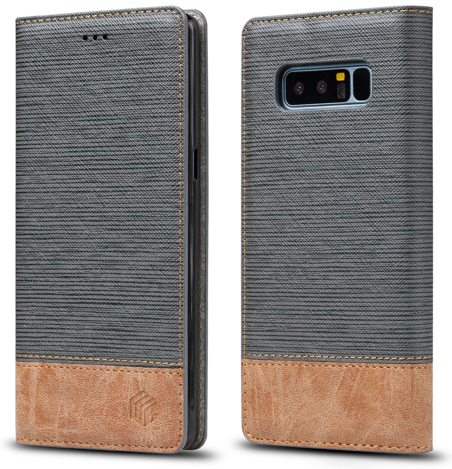 Galaxy Note 8 Wallet case, [Blazers Series] Wallet-Style Case, Stand Feature, isal Fabric and Leather-Look Design Wallet Cover Flip Cases for Samsung Galaxy Note 8 (Grey)