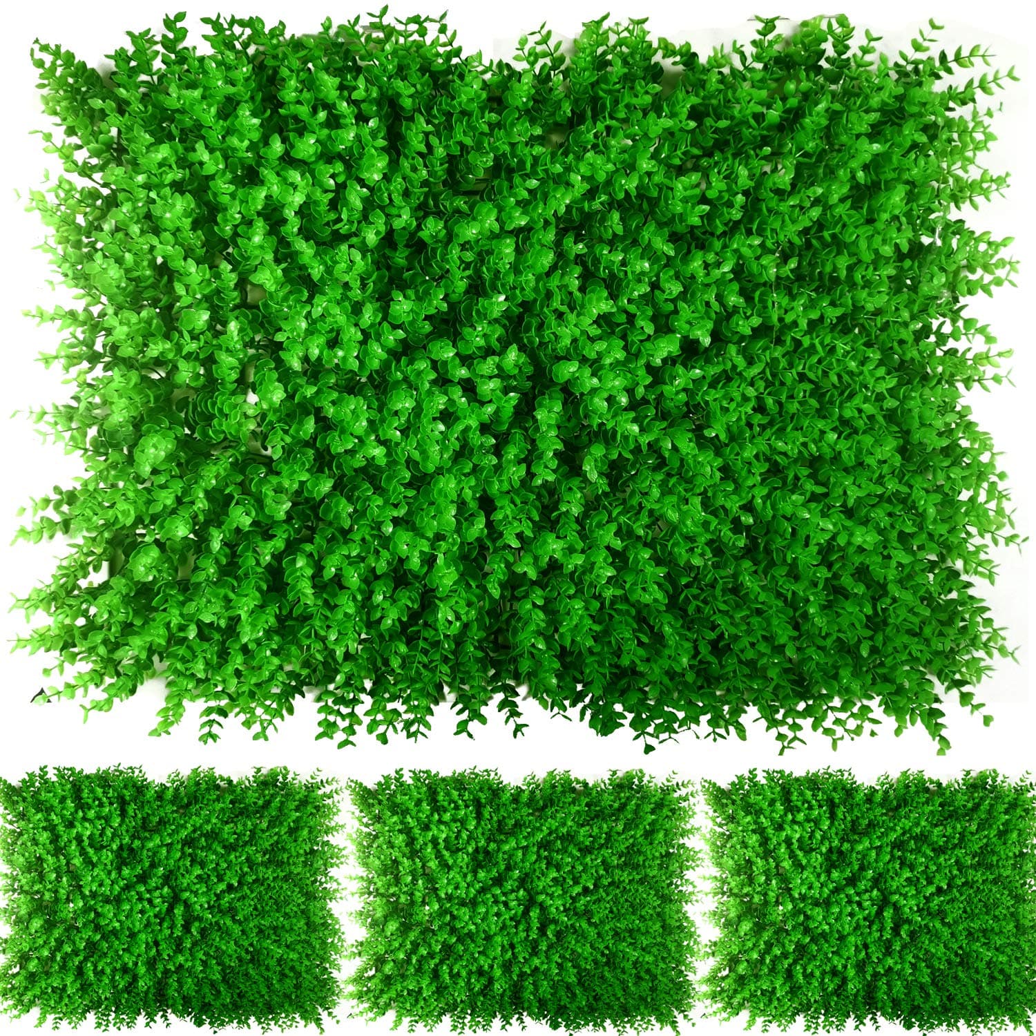 GKanMore 4Pcs Artificial Plants Decor Wall 16x24 Artificial Grass Topiary Hedge Plant Greenery Panels for Indoor Outdoor, Party Wedding Christmas Festival Decoration (Style C)
