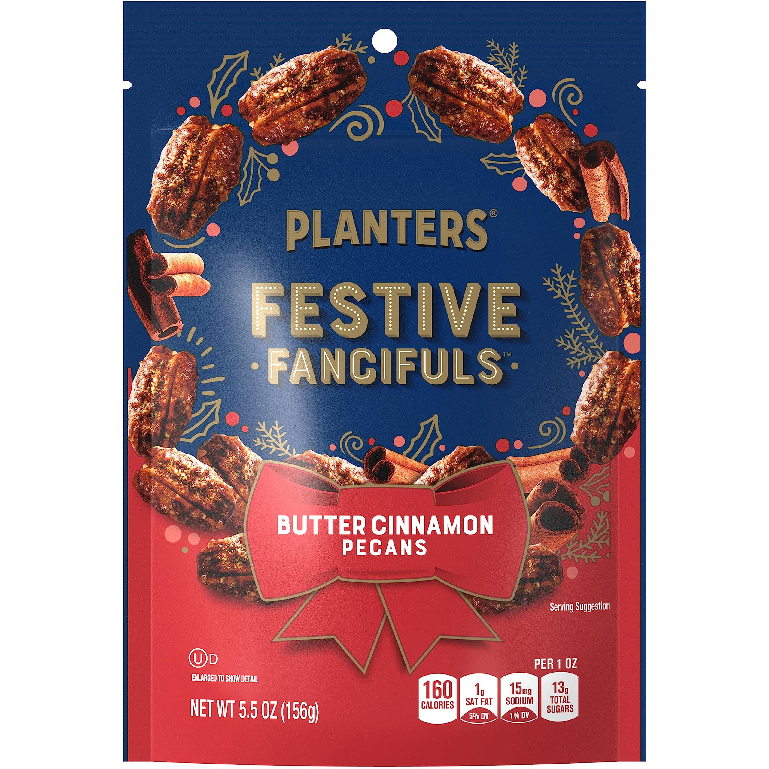 PLANTERS Limited Edition Kettle Cooked Cinnamon Pecans, Butter Flavored Pecans Snack, 5.5 oz Bag, Perfect for Snacking and Sharing