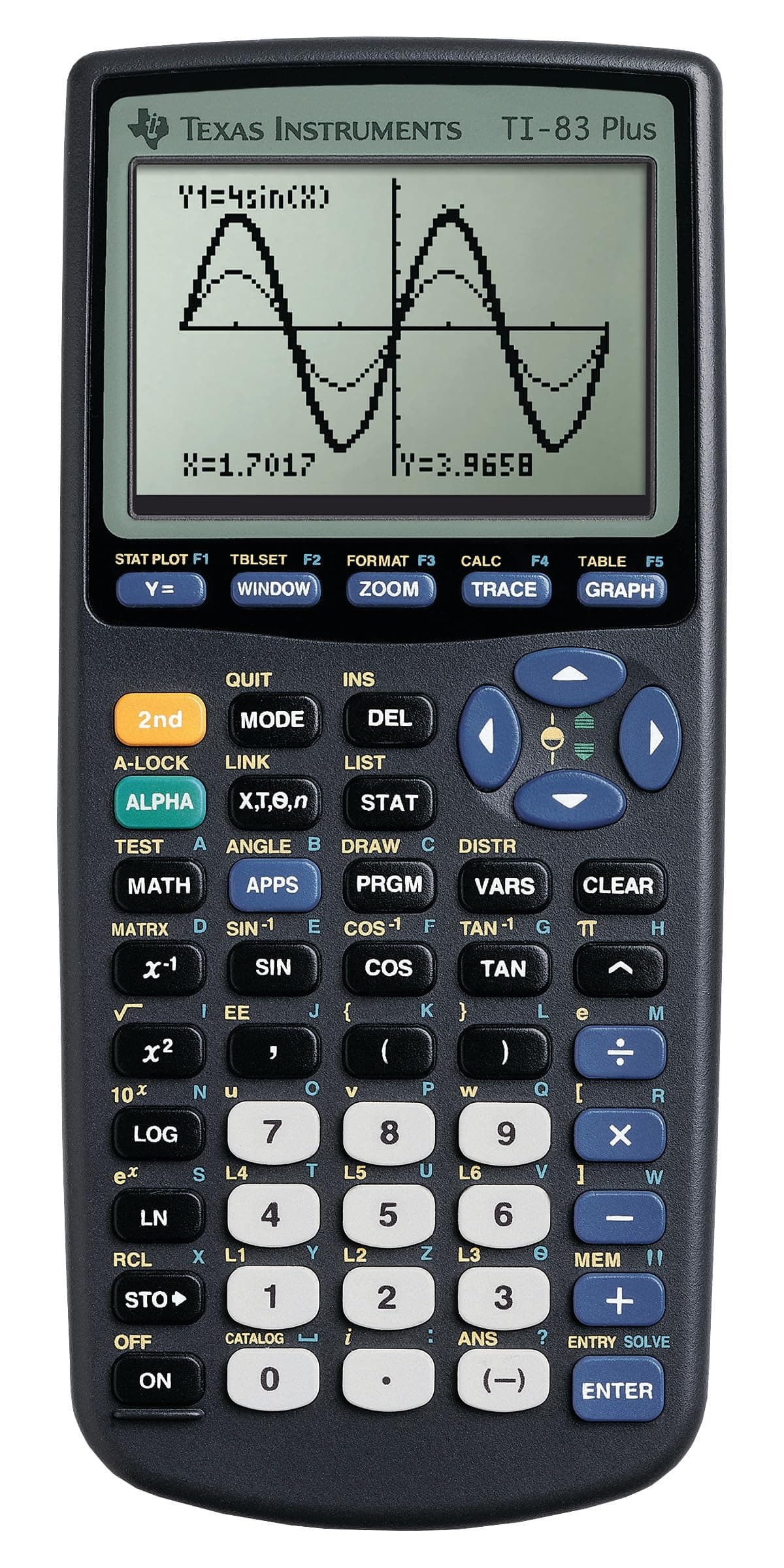 Texas Instruments TI-83 Plus Graphing Calculator, Gray, Standard