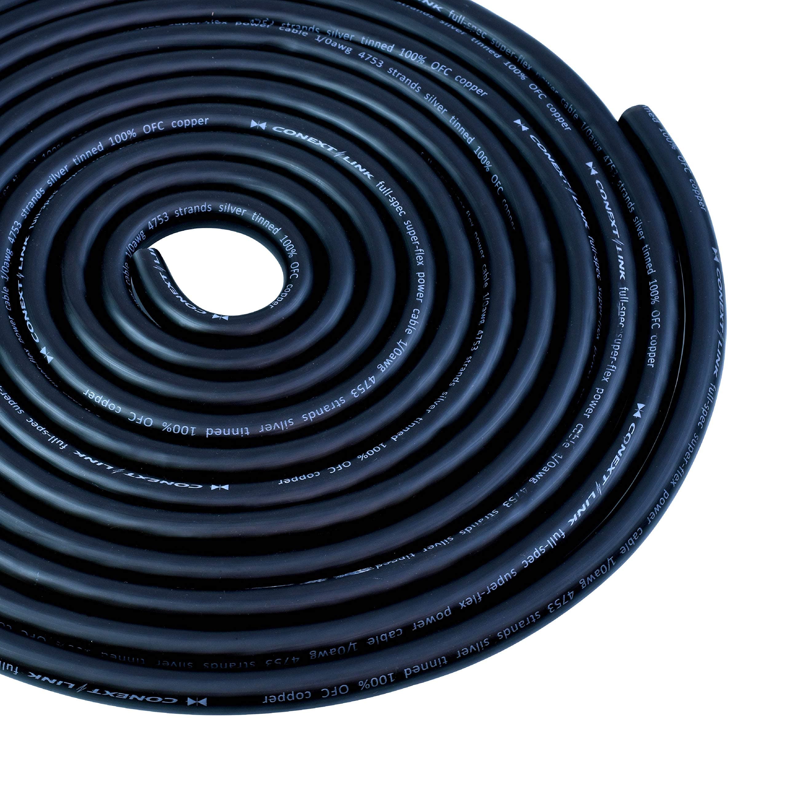 Conext Link 25ft Full 1/0 Gauge AWG Power Cable Wire Tinned OFC Copper Ground Frost Black