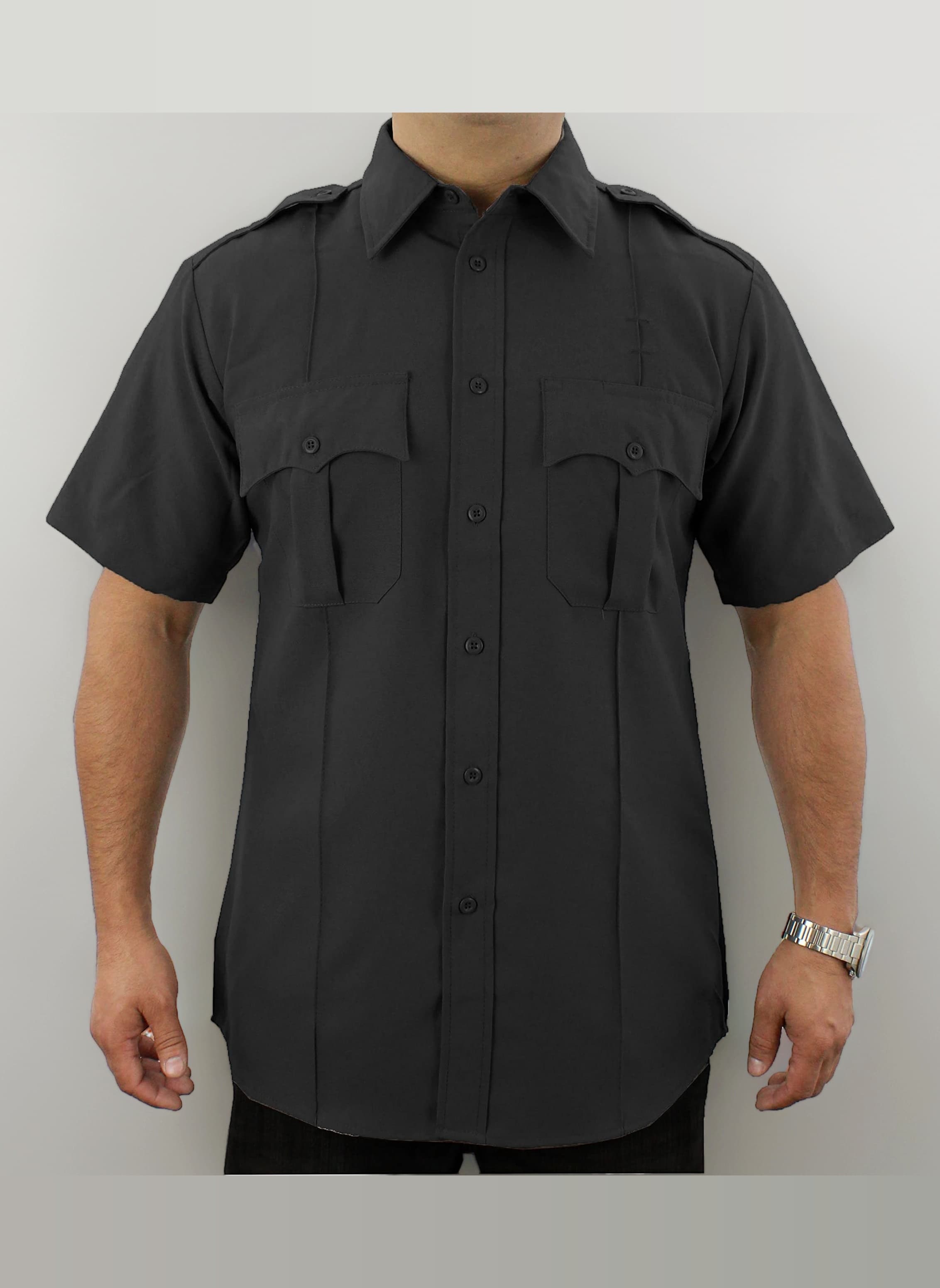 First Class 100% Polyester Short-Sleeve Men's Uniform Shirt Navy Blue