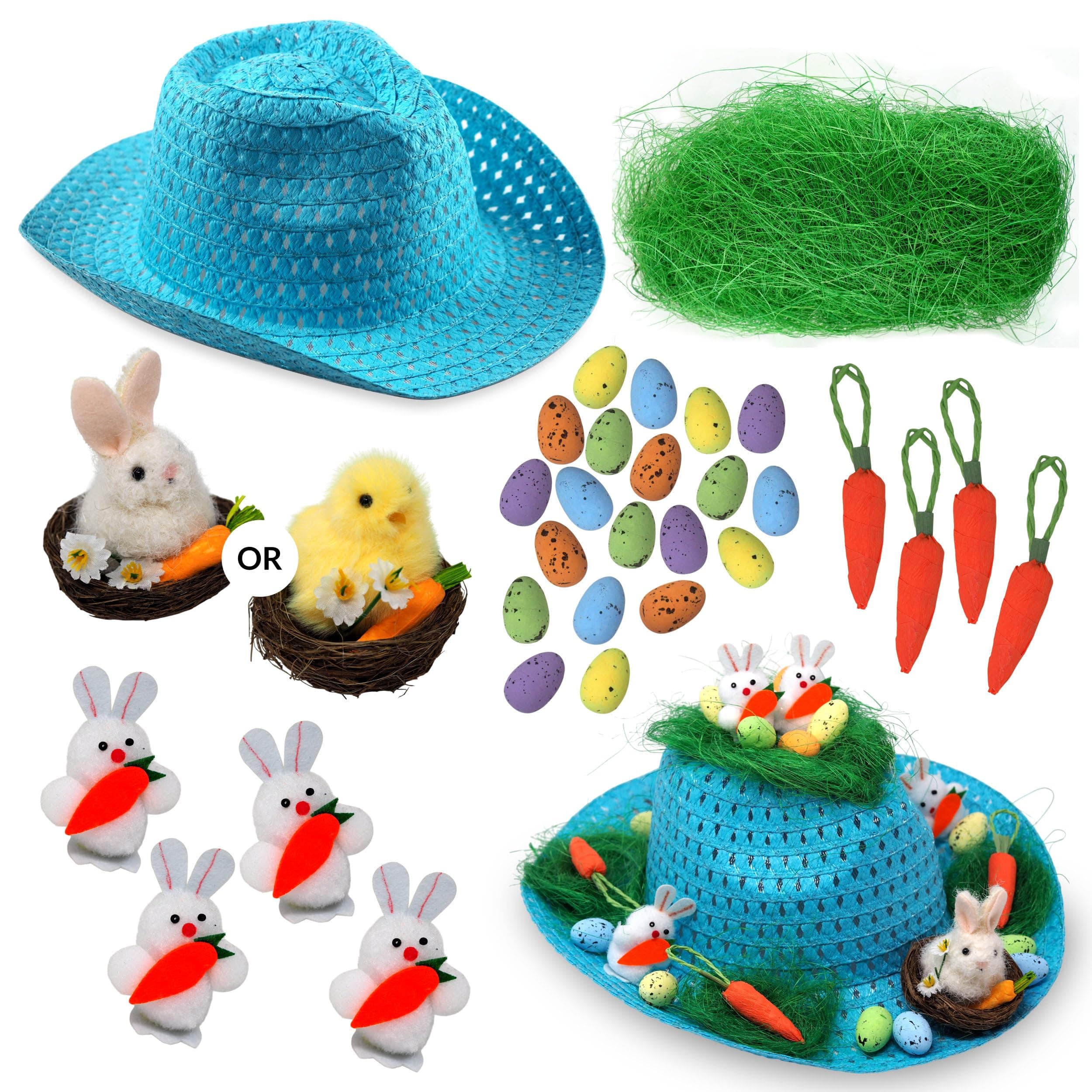 BWG Boys Make Your Own Easter Bonnet Cowboy Hat Complete Decoration Kit w/Nest