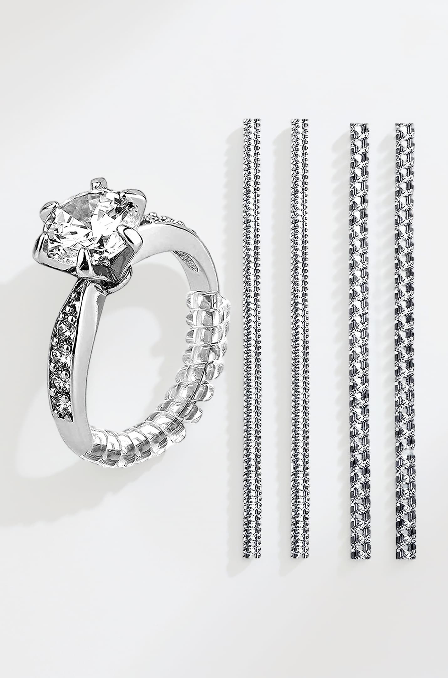 Fashion Frill Ring Sizer Adjuster For Loose Rings For Women Men Ring Tightener Resizer Fit Spiral Silicone Adjuster for Loose Rings Pack of 4