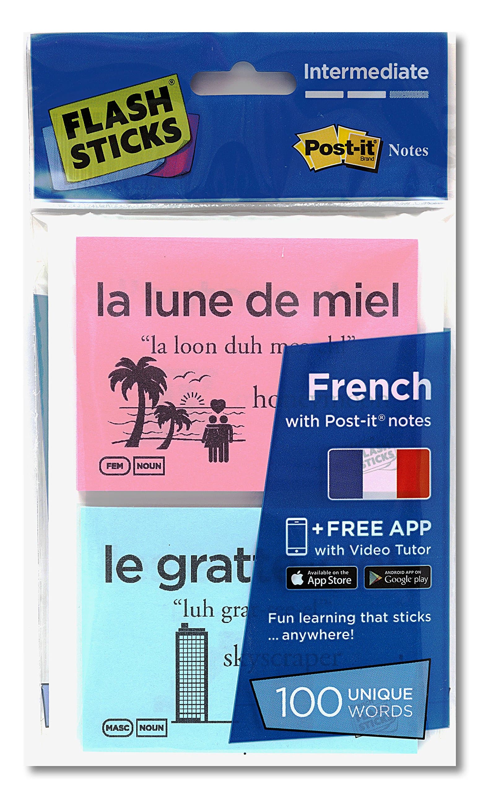 FlashSticksFS_FR_T_I_V2 French Language Intermediate Notes (100 Words)