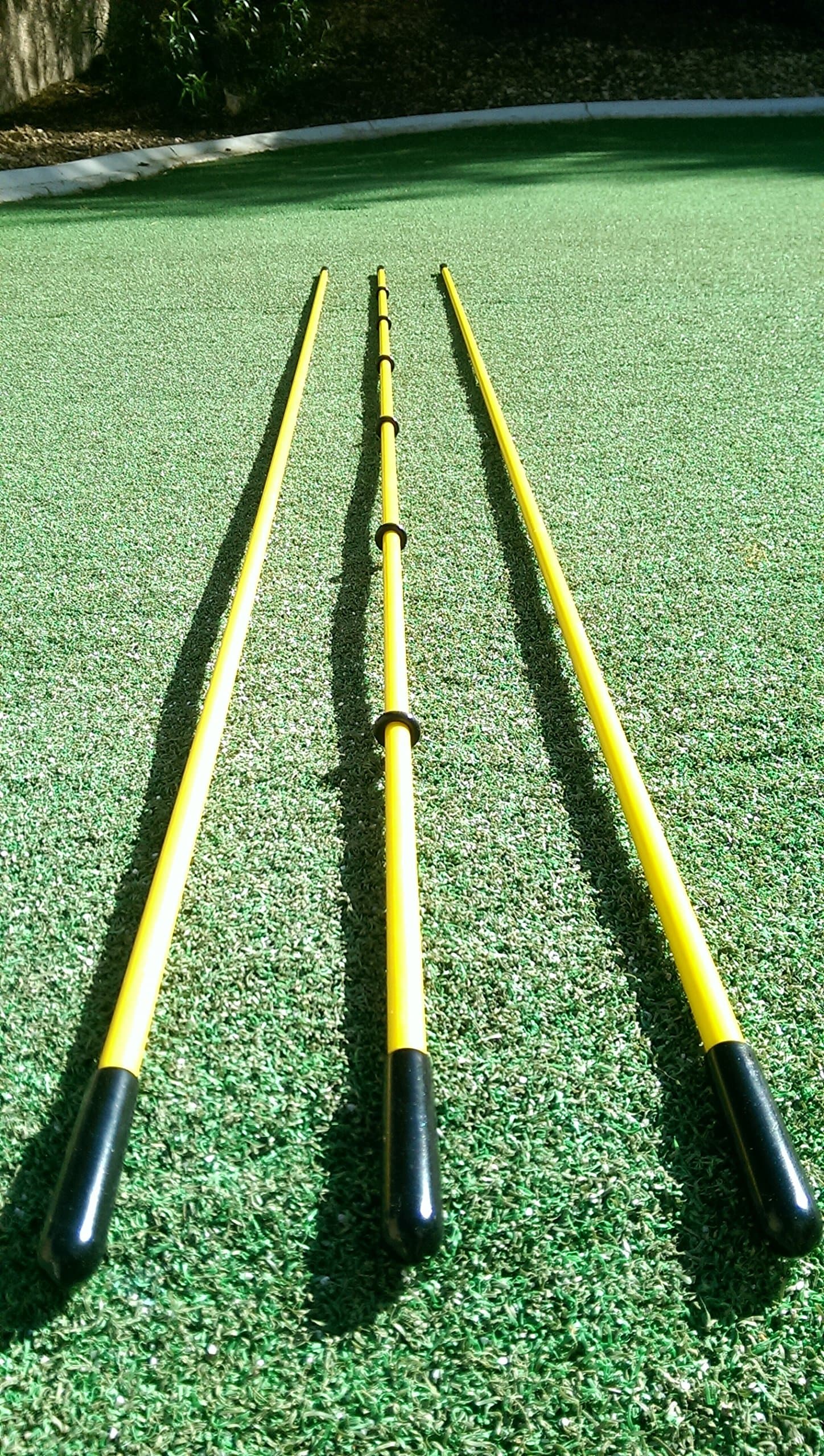 Golfnsticks "The Top Rated" Golf Alignment Sticks on Amazon / Rods (set of 3) Yellow 48" with 6 rings for foot and ball position.