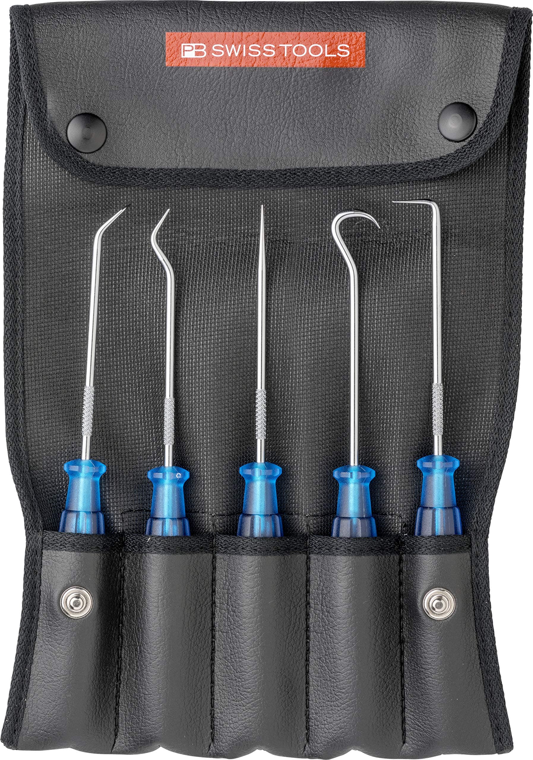 Pick Set with 5 Universal PickTools in a Blue Roll-up Case for Engines, Gears, Brakes, Air-Conditioning Equipment