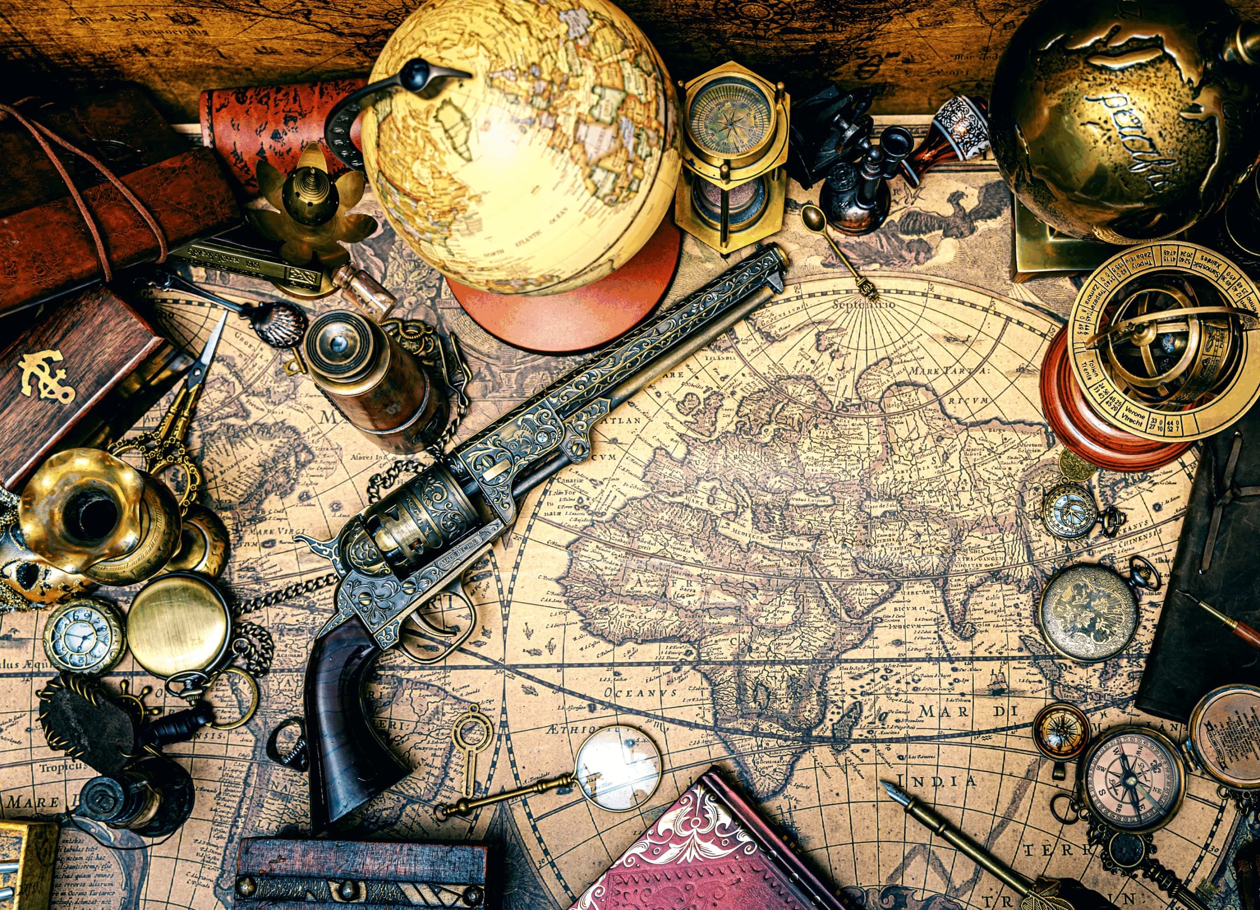 Brain Tree - Pirates Table 1000 Piece Puzzles for for Adults and Kids 12+ Unique Puzzles for Adults and Kids 1000 Pieces with with 4 Puzzle Sorting Trays and Droplet Technology - 27.5”Lx19.5”W