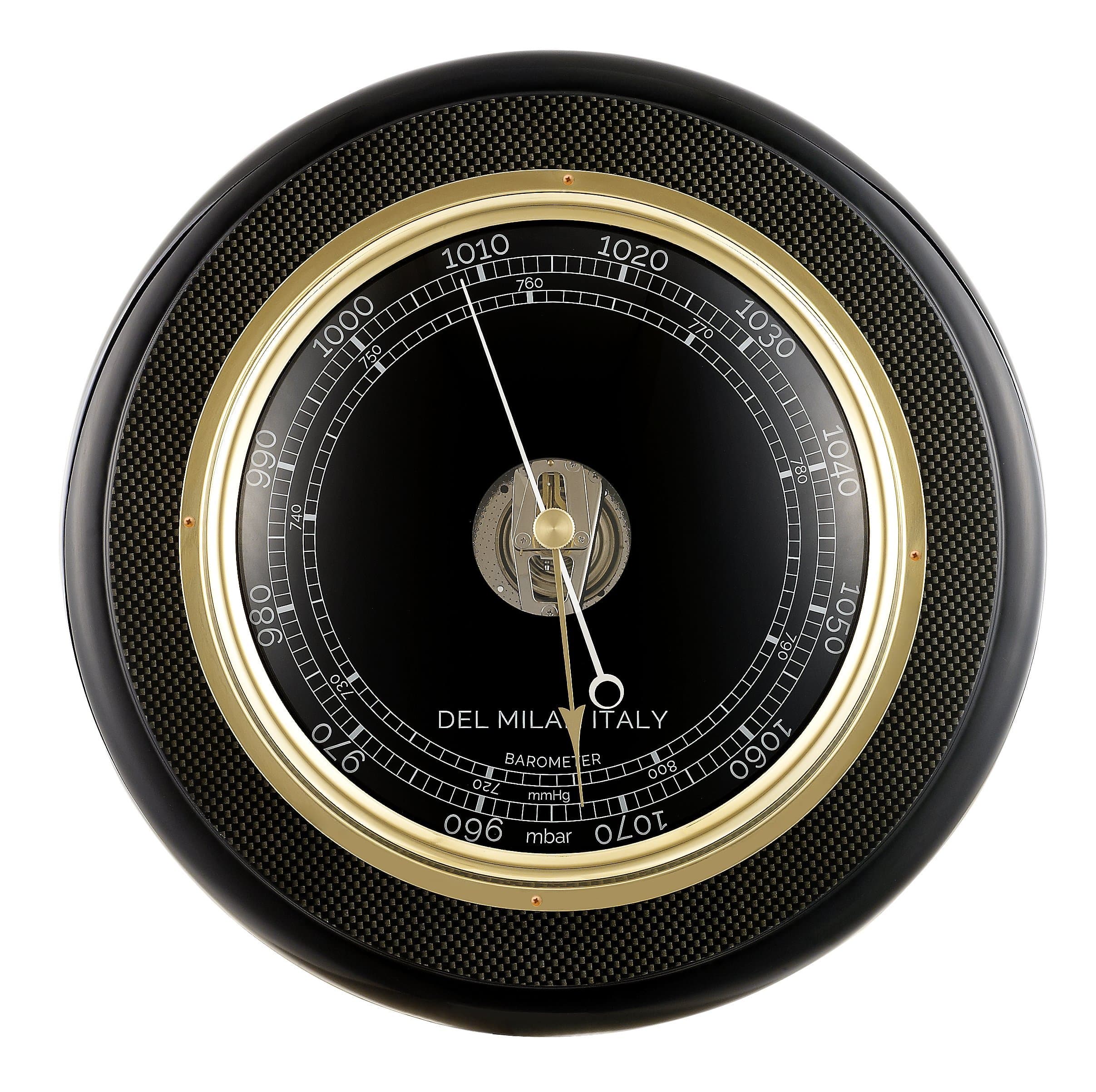 Round Barometer, Carbon Fiber Finish