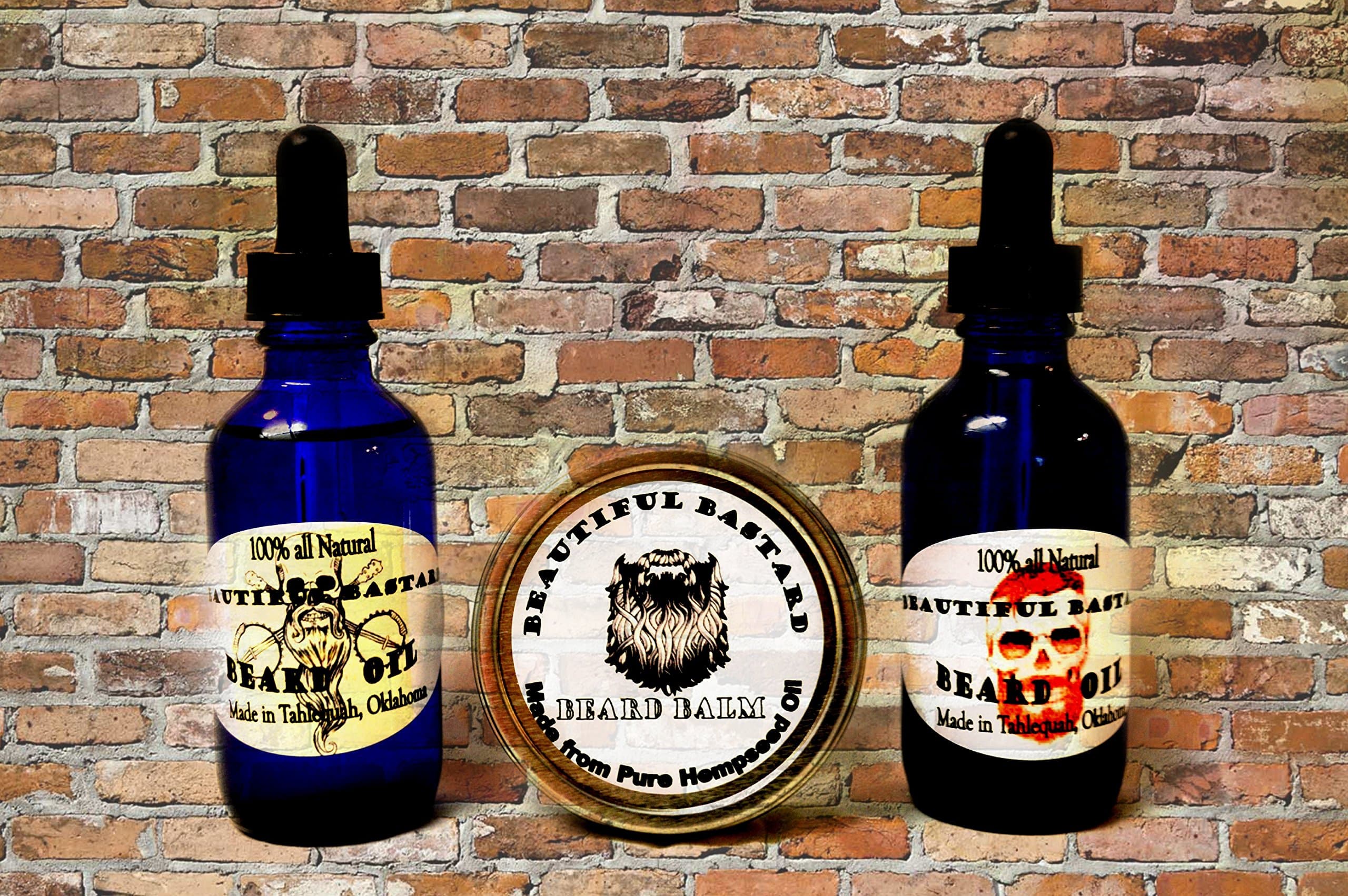 Beautiful Bastard Gift Set, Beard Oil, Beard Balm, Mint Beard Blend, Beardruff Cure, Mens Grooming, Manly Smell, Beard Conditioner, 100% Natural