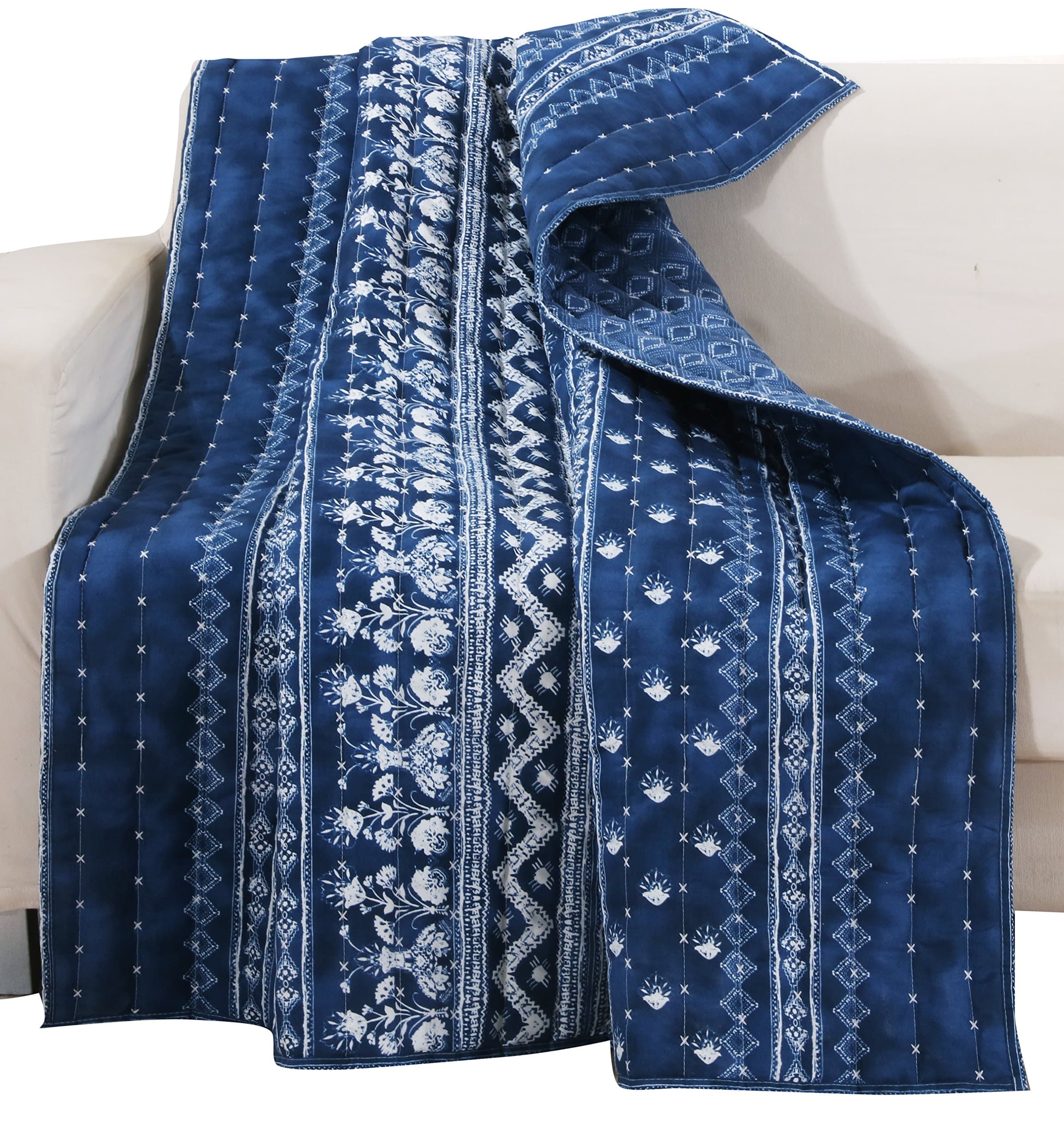 Barefoot Bungalow Embry Indigo Quilted Throw