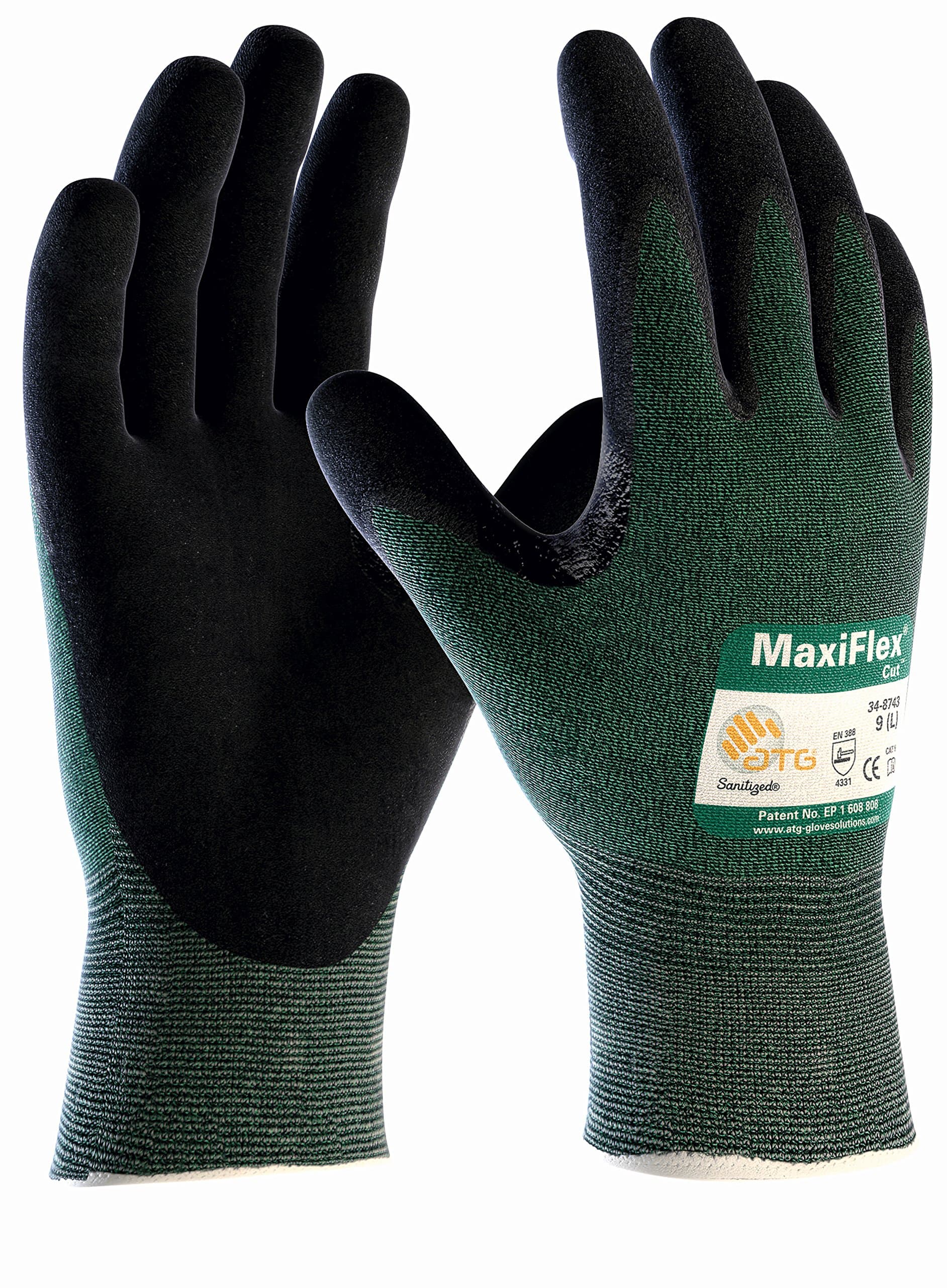 DBI Trading Maxi Flex 34 8743 Work Gloves with Cut Protection Class 3, Size 8, Pack of 2 Pairs, 2490 M2