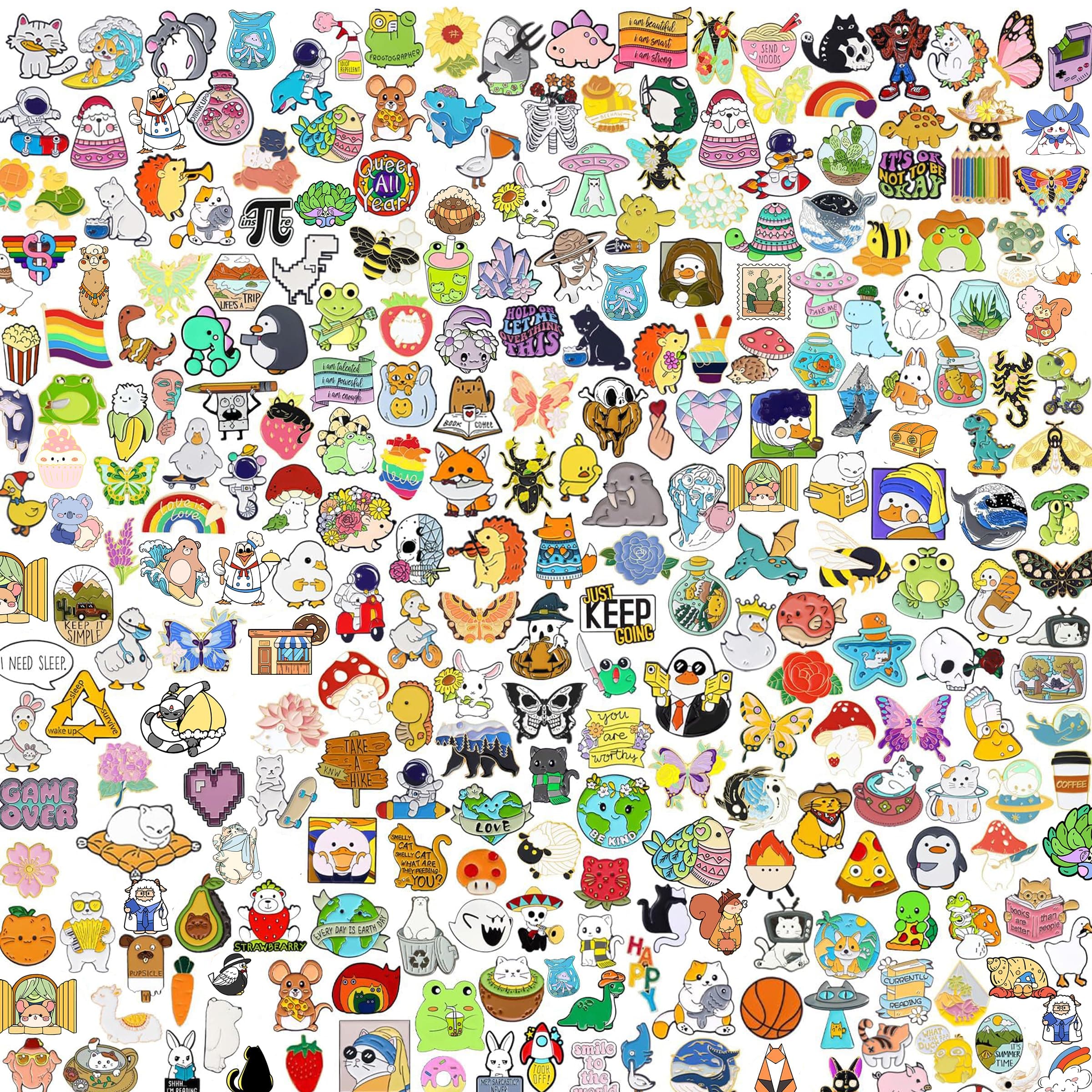 20/40/60 pcs Cute Mixed Enamel Pins Bulk Set, Funny Plant Anime Lapel Badges, Cartoon Button Pins Jewelry for Backpack Cloths Hats Jacket Decoration, Festival Gifts