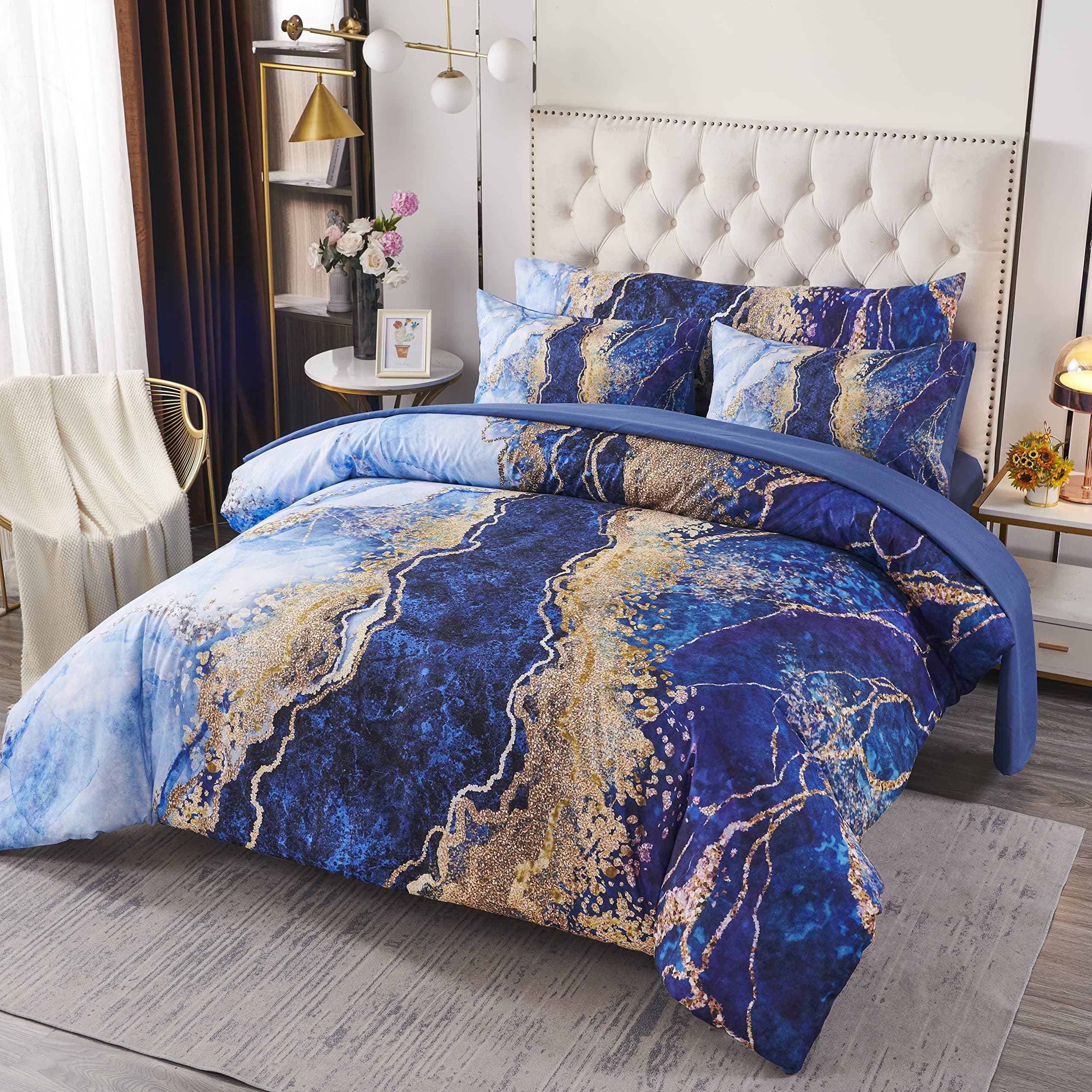 PERFEMET 6 Pcs Watercolor Marble Comforter Set