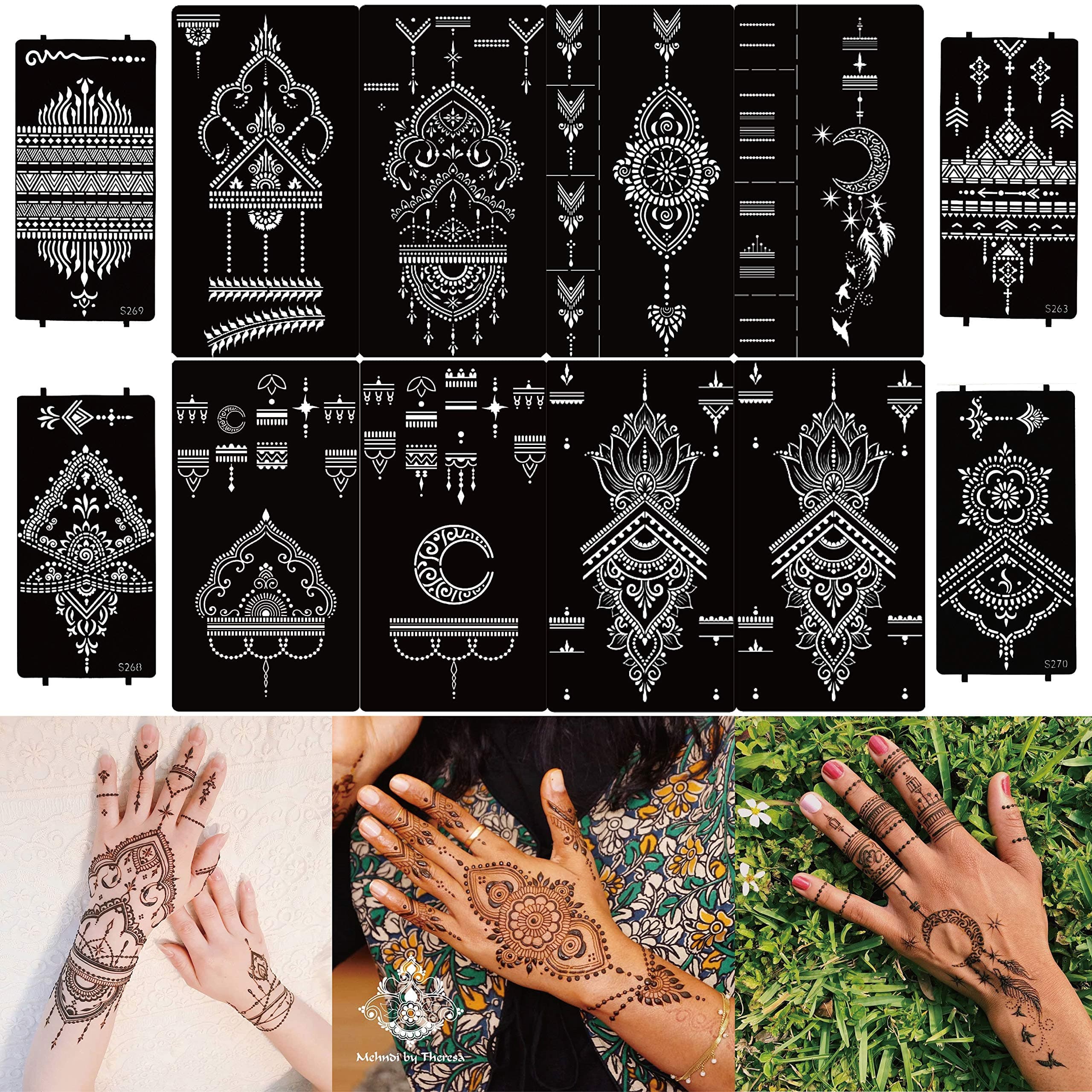 12 Sheet Hand Temporary Self Adhesive Tattoo Templates
