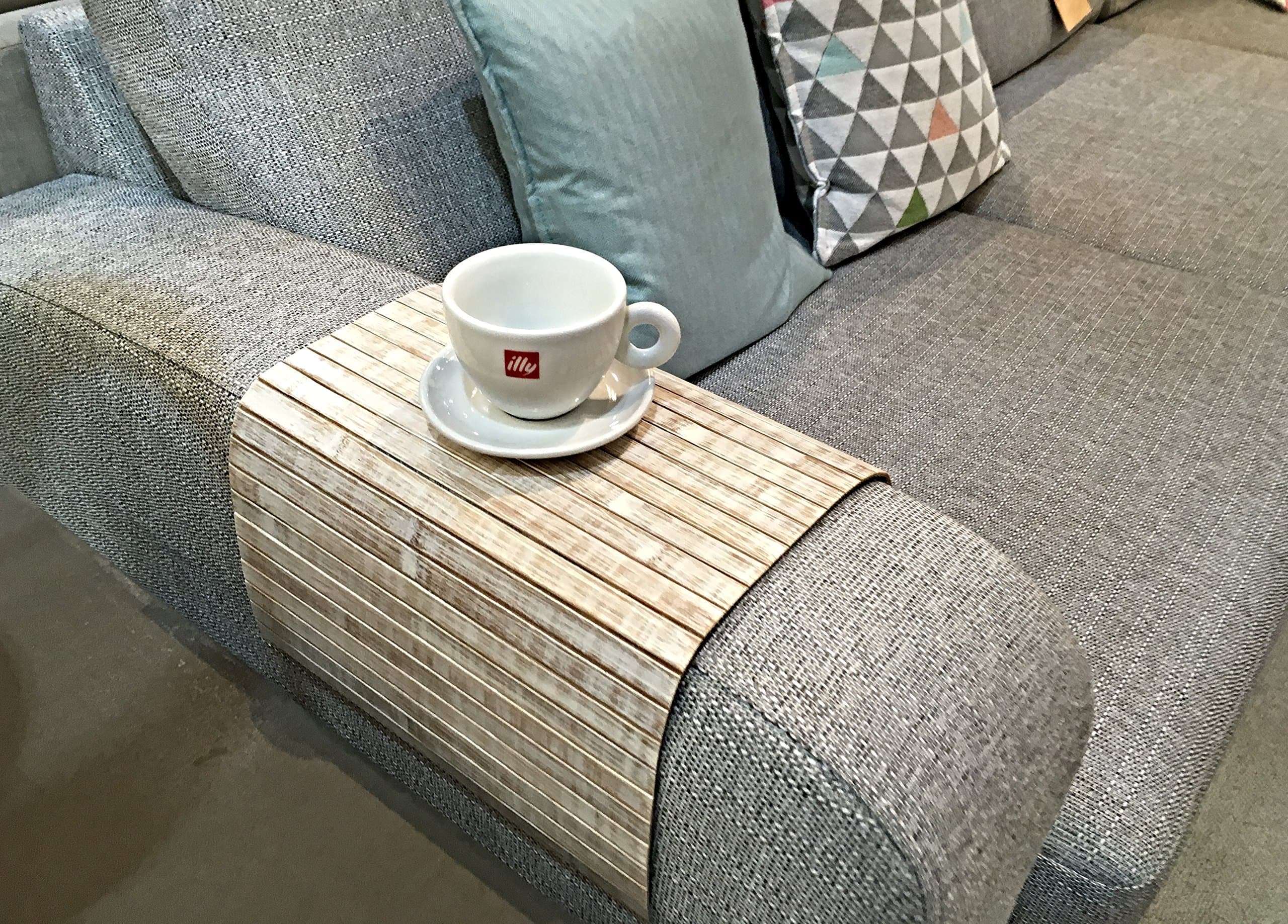 SpeakaBoo Rustic Beach Style Sofa Tray. Shabby Chic White Couch Tray. Sofa arm Trays for him and her.