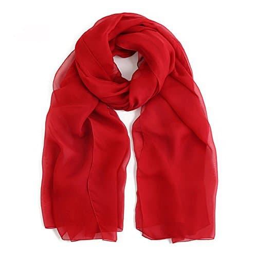 Omysi 71"×43" Large 100% Silk Chiffon Solid Color Shawl Wrap Scarf