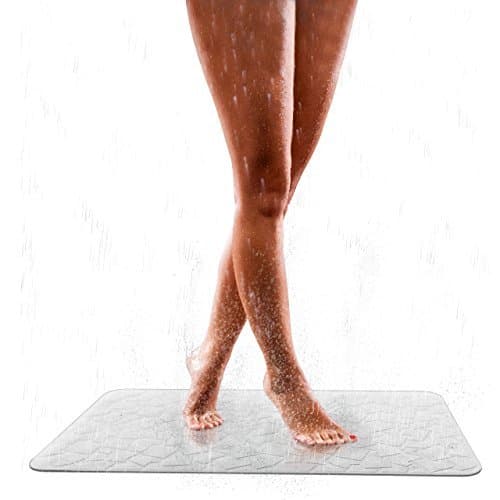 Elegant Design Bath Mat with Non-Slip Suction Cups | White | 40 x 70 cm | Made of Natural Rubber | Anti-Slip Bath Mat | Insert and Shower Mat
