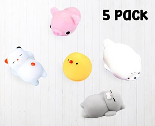 Camivan Mini Squishy toy 5 Pcs Animal Stretch and Squeezing Stress Relief Soft Squeeze Cute toy animal Fun Toys Silicone Decoration Gift for kids and adults