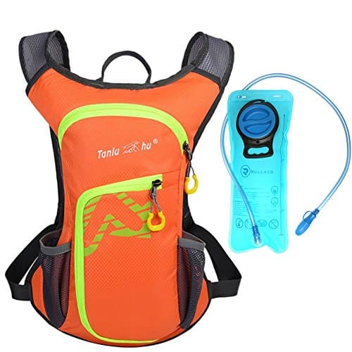Rullaco 12L Hydration Pack with 2L Water Bladder – Waterproof Camping Hiking Running Biking Trekking Climbing Cyclng Hydration Backpack & Rucksack – Sports Outdoor Water Reservoir Bag For Women Men (Orange)