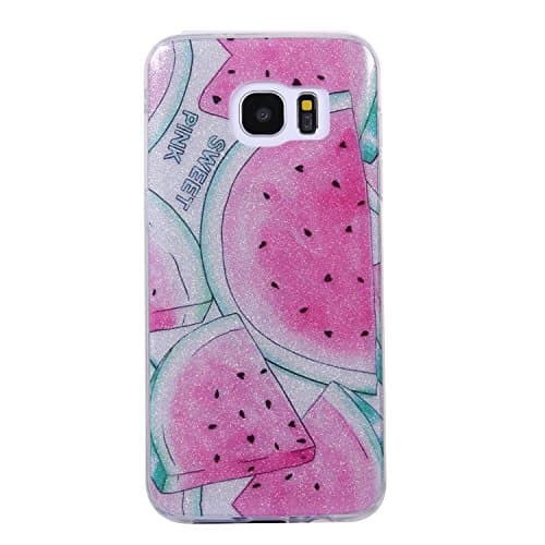 HeBan Luxury Bling Bling Glitter Sparkle Designer Case Shockproof Shining Fashion Style Back Cover for Samsung Galaxy S7 Edge - Fruit Watermelon
